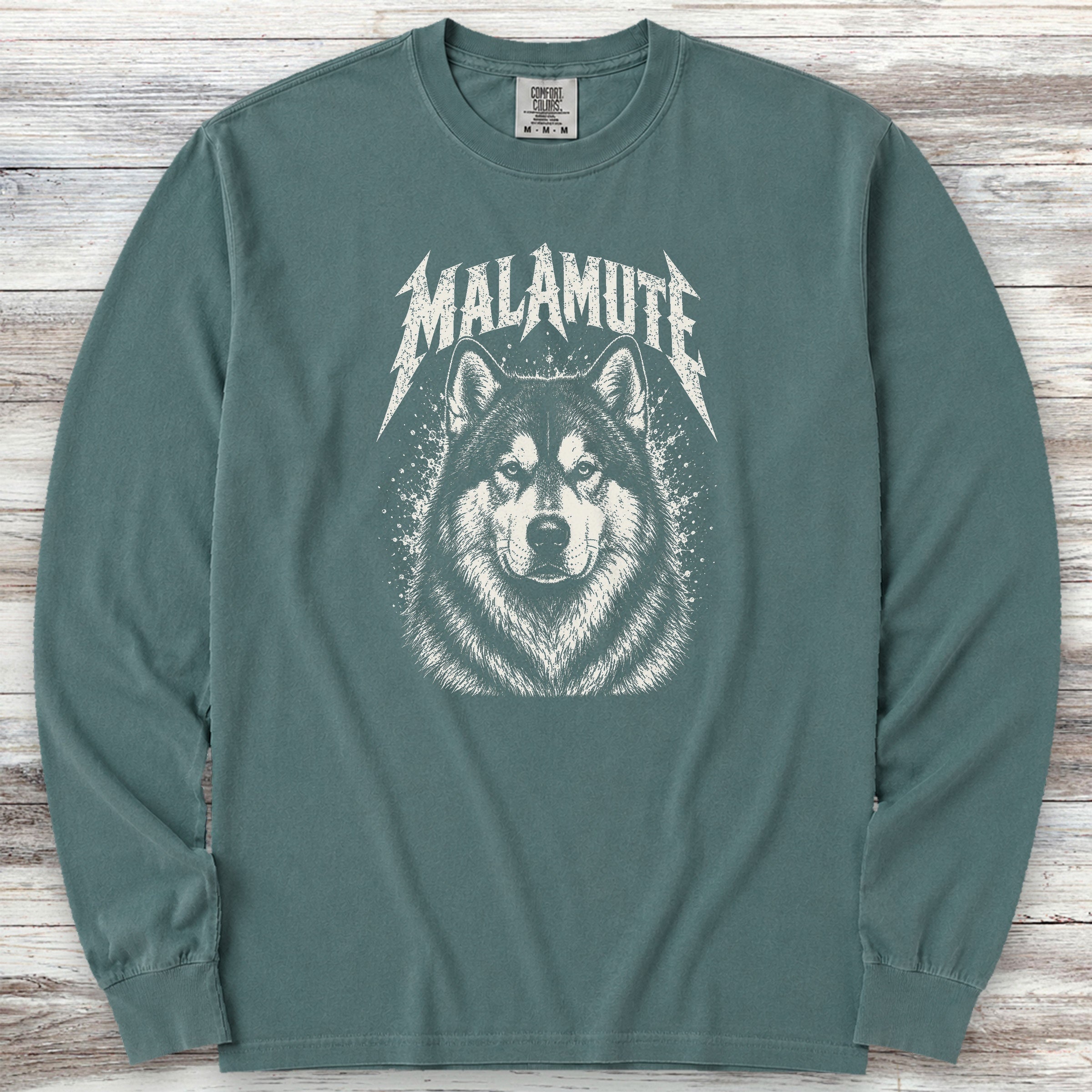 Alaskan Malamute Metal Long Sleeve Tee - Blue Spruce
