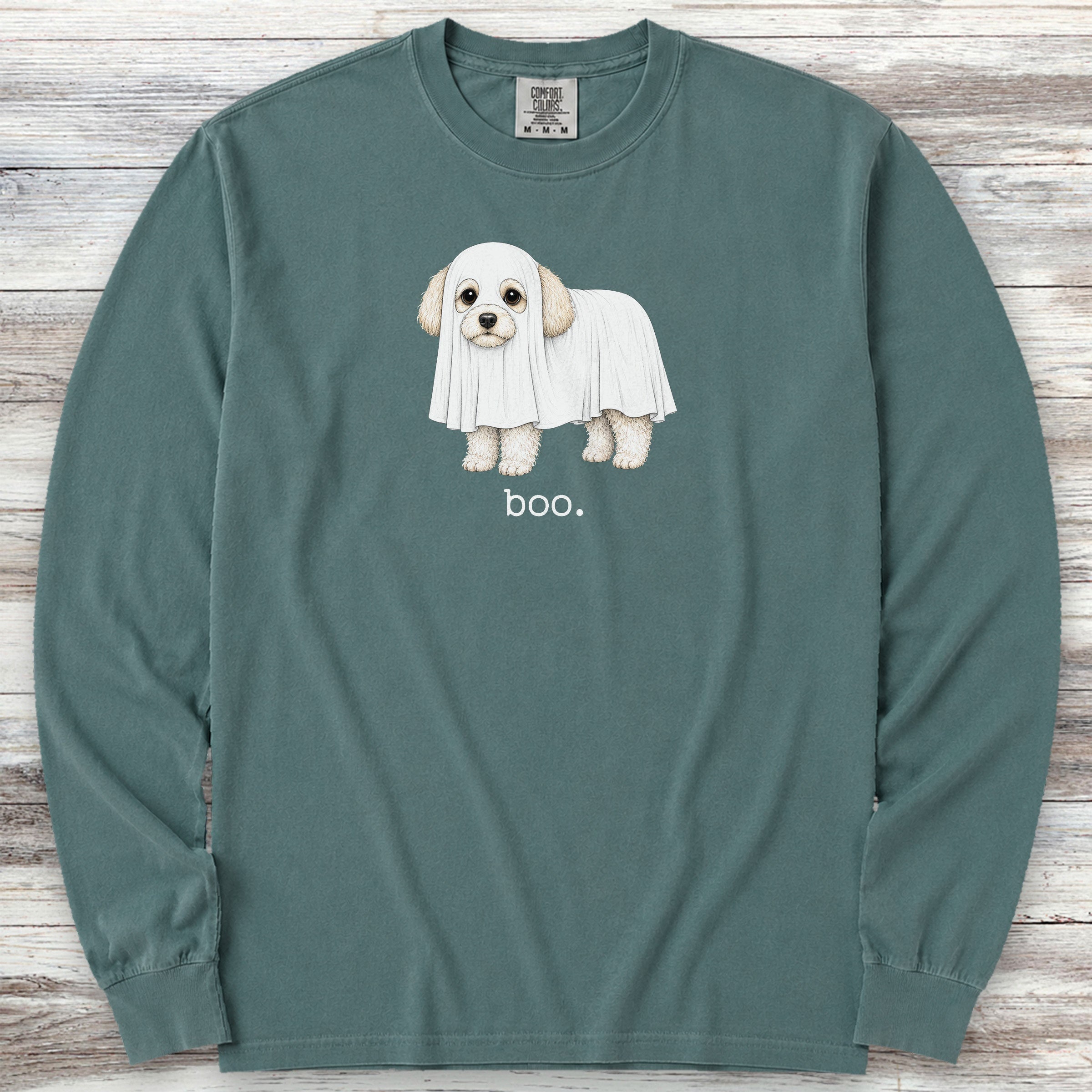 Maltipoo Boo Long Sleeve Tee - Blue Spruce