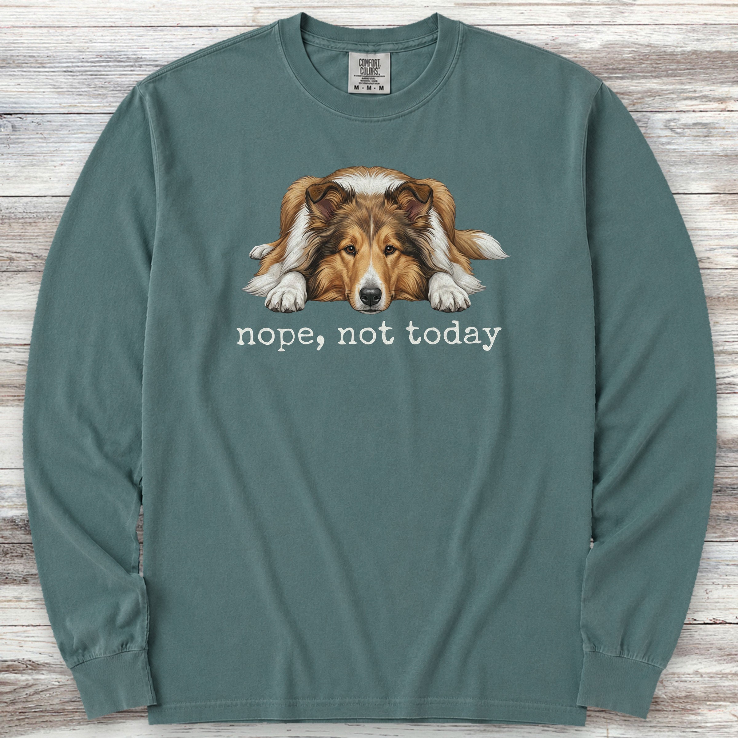 Rough Collie Nope Long Sleeve Tee - Blue Spruce