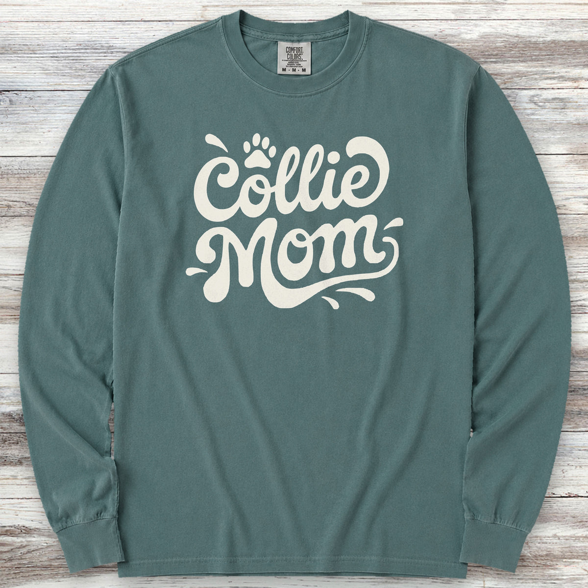 Collie Groovy Mom Long Sleeve Tee - Blue Spruce