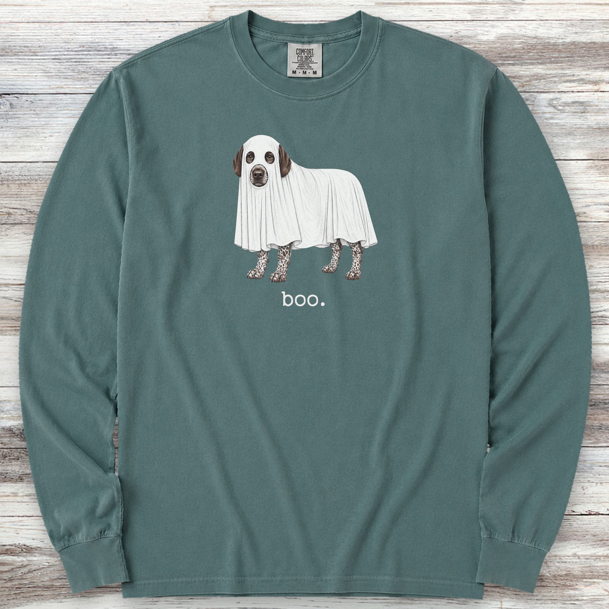 German Shorthaired Pointer Boo Long Sleeve Tee - Blue Spruce