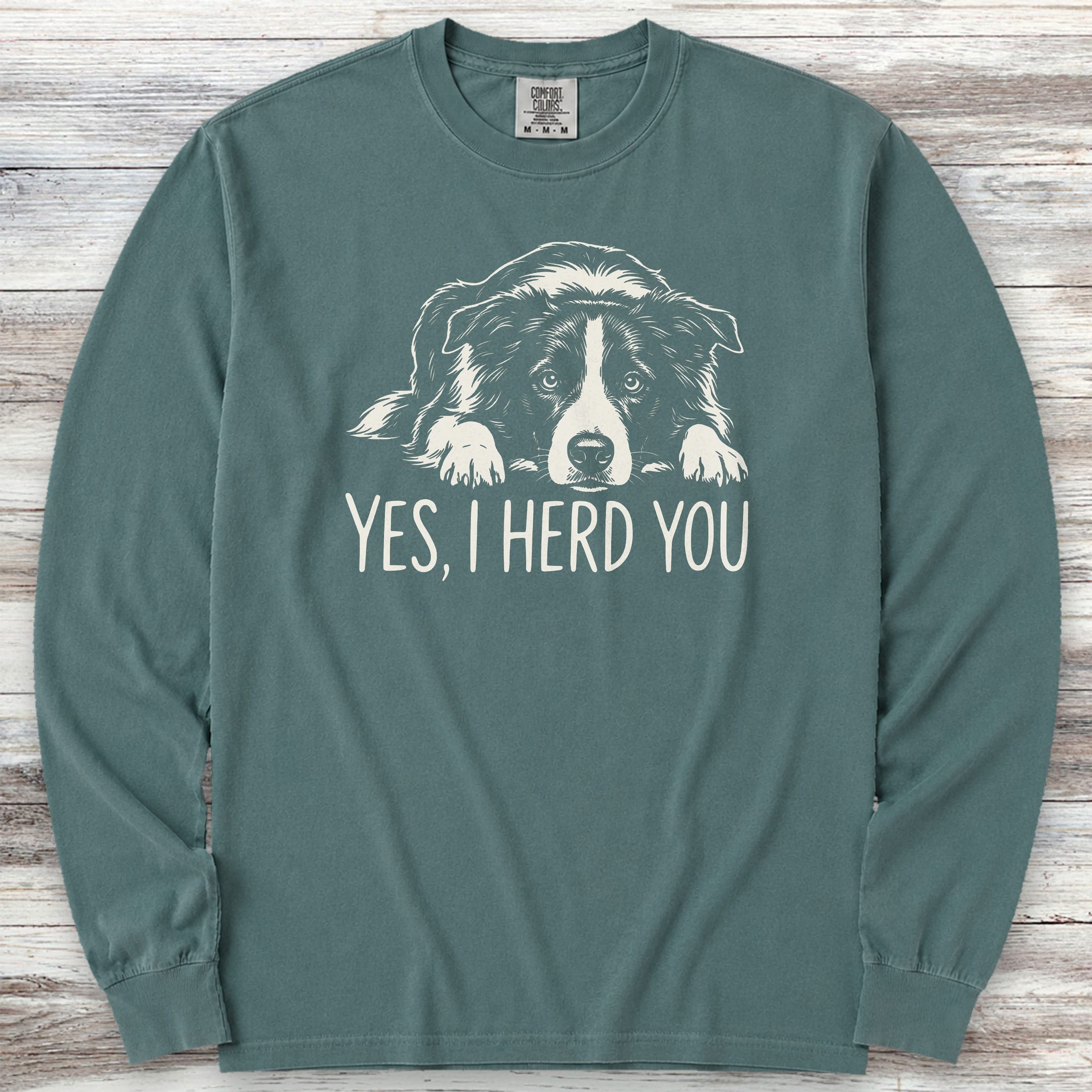 Border Collie Herd You Long Sleeve Tee - Blue Spruce