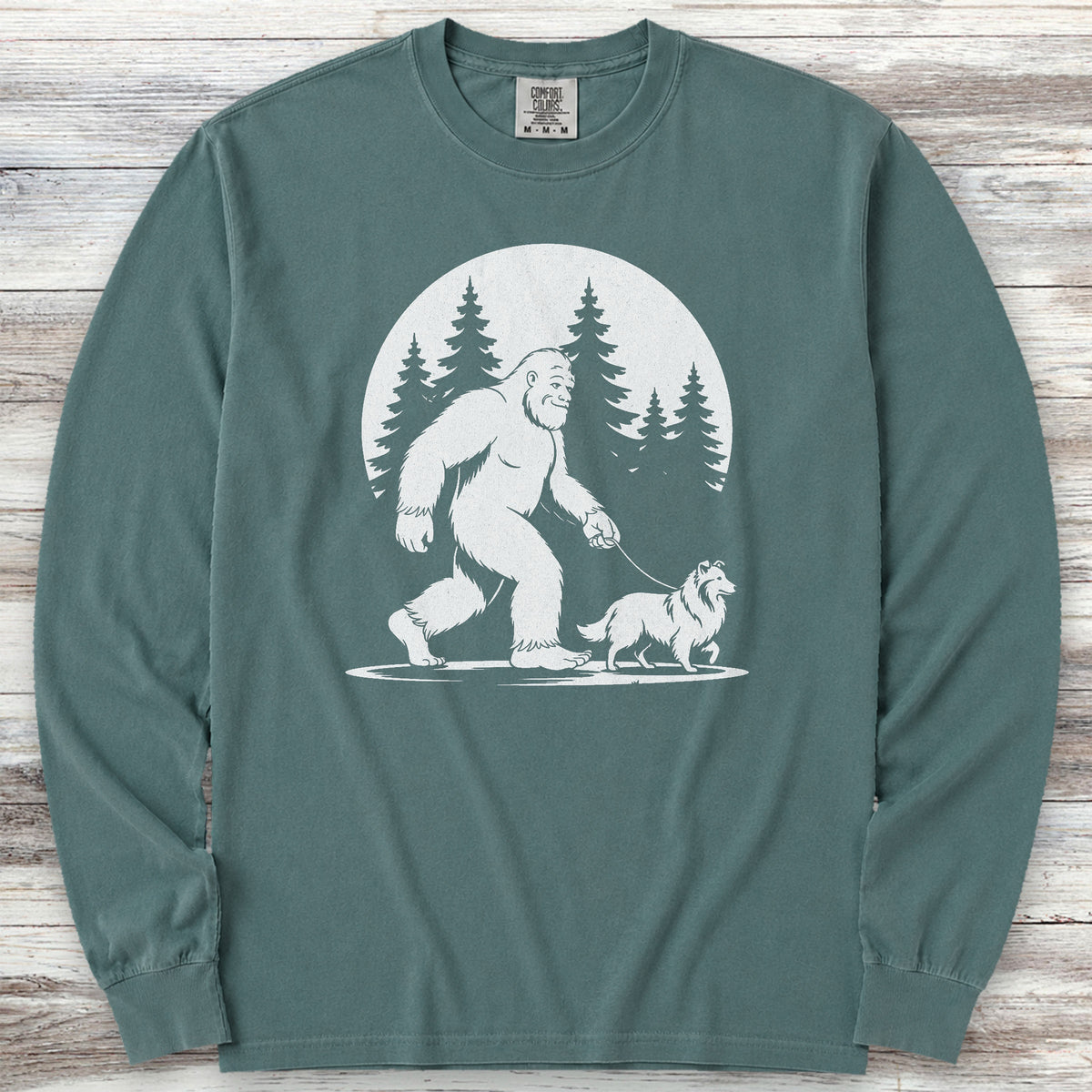 Shetland Sheepdog Bigfoot Long Sleeve Tee - Blue Spruce