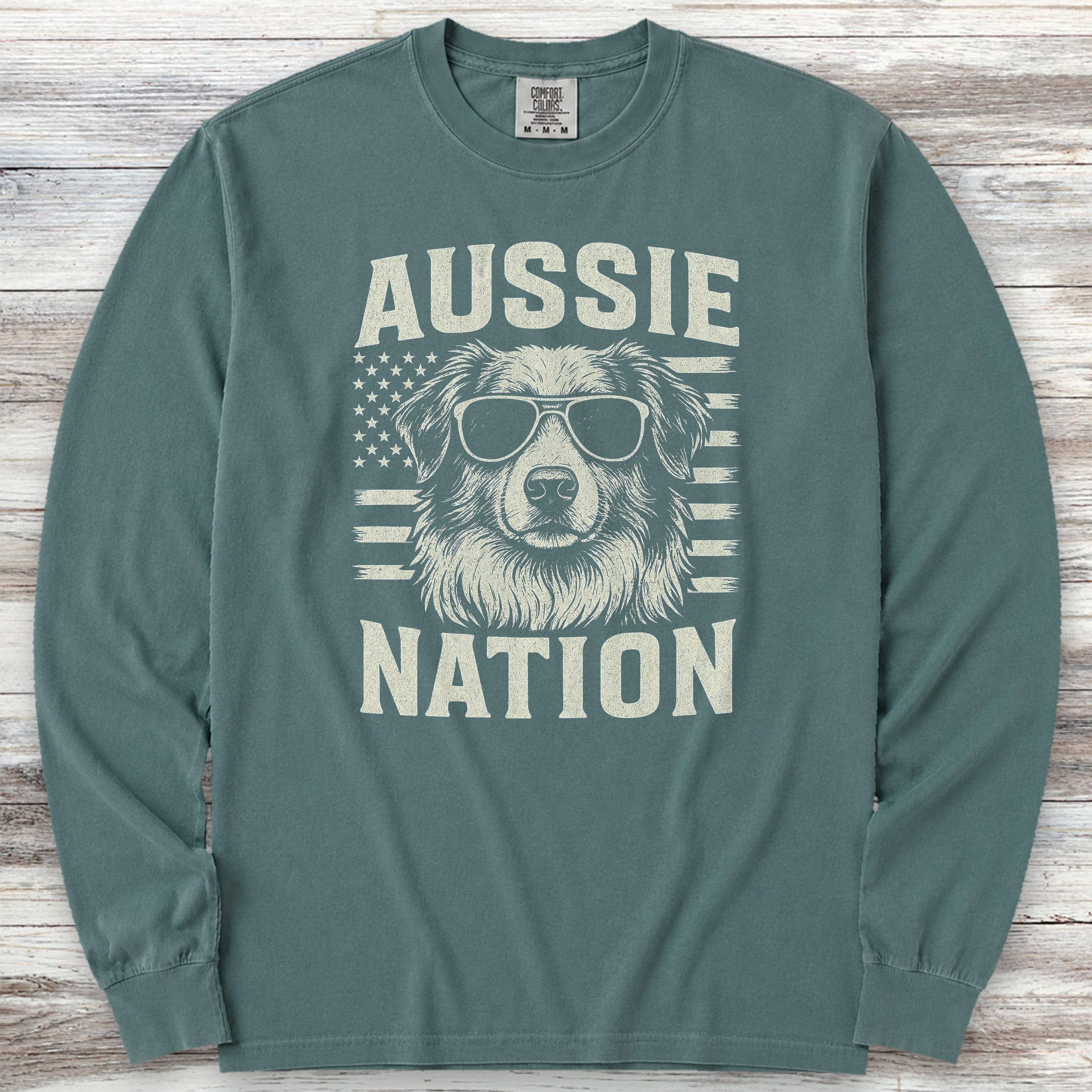 Australian Shepherd Nation Long Sleeve Tee - Blue Spruce