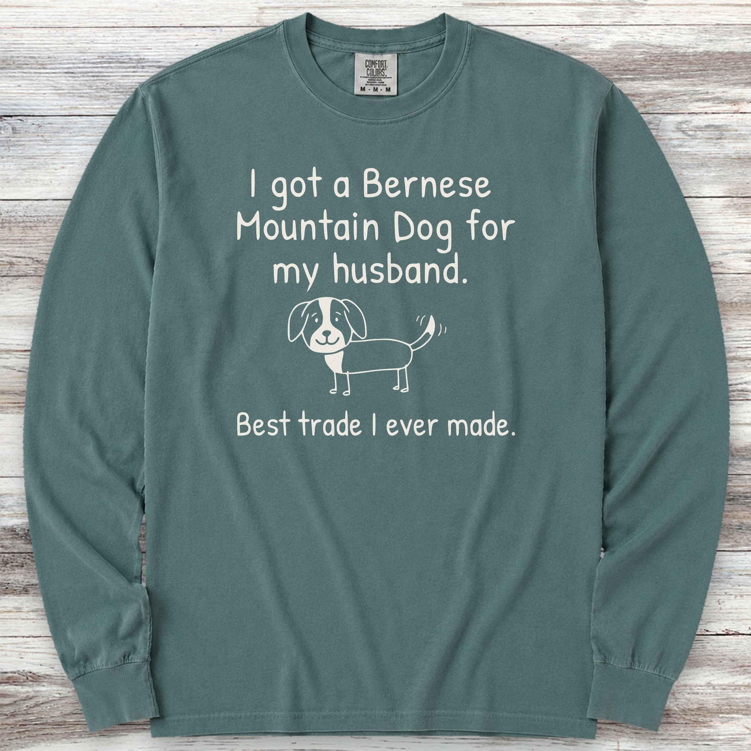 Bernese Mountain Dog 4 Husband Long Sleeve Tee - Blue Spruce