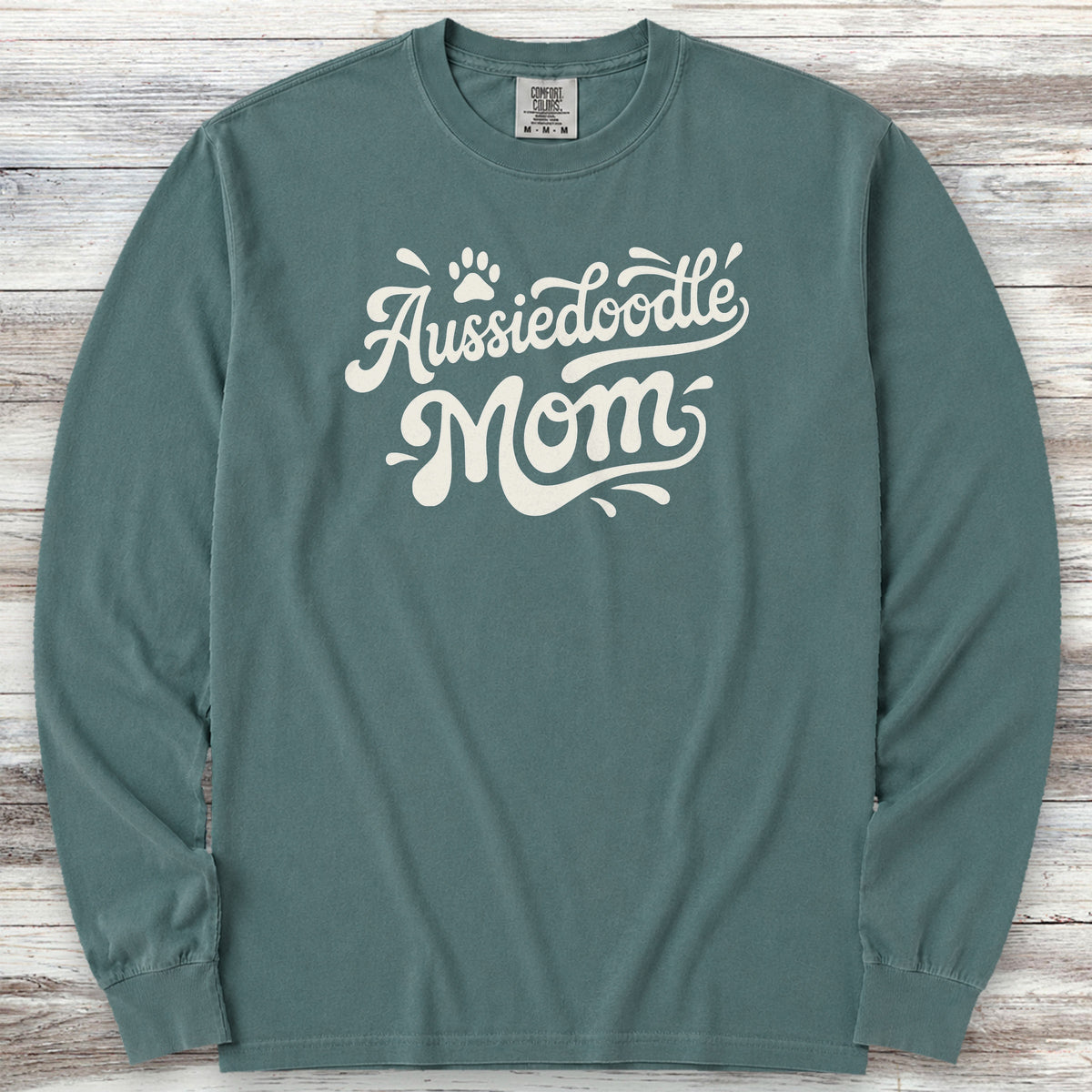 Aussiedoodle Groovy Mom Long Sleeve Tee - Blue Spruce