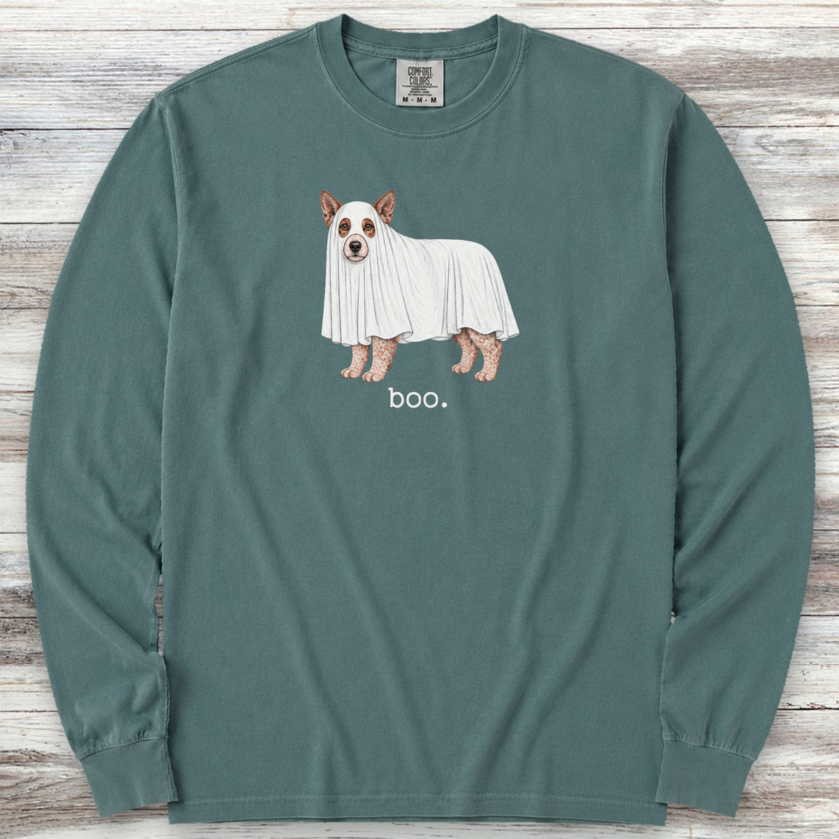 Australian Cattle Dog Red Boo Long Sleeve Tee - Blue Spruce