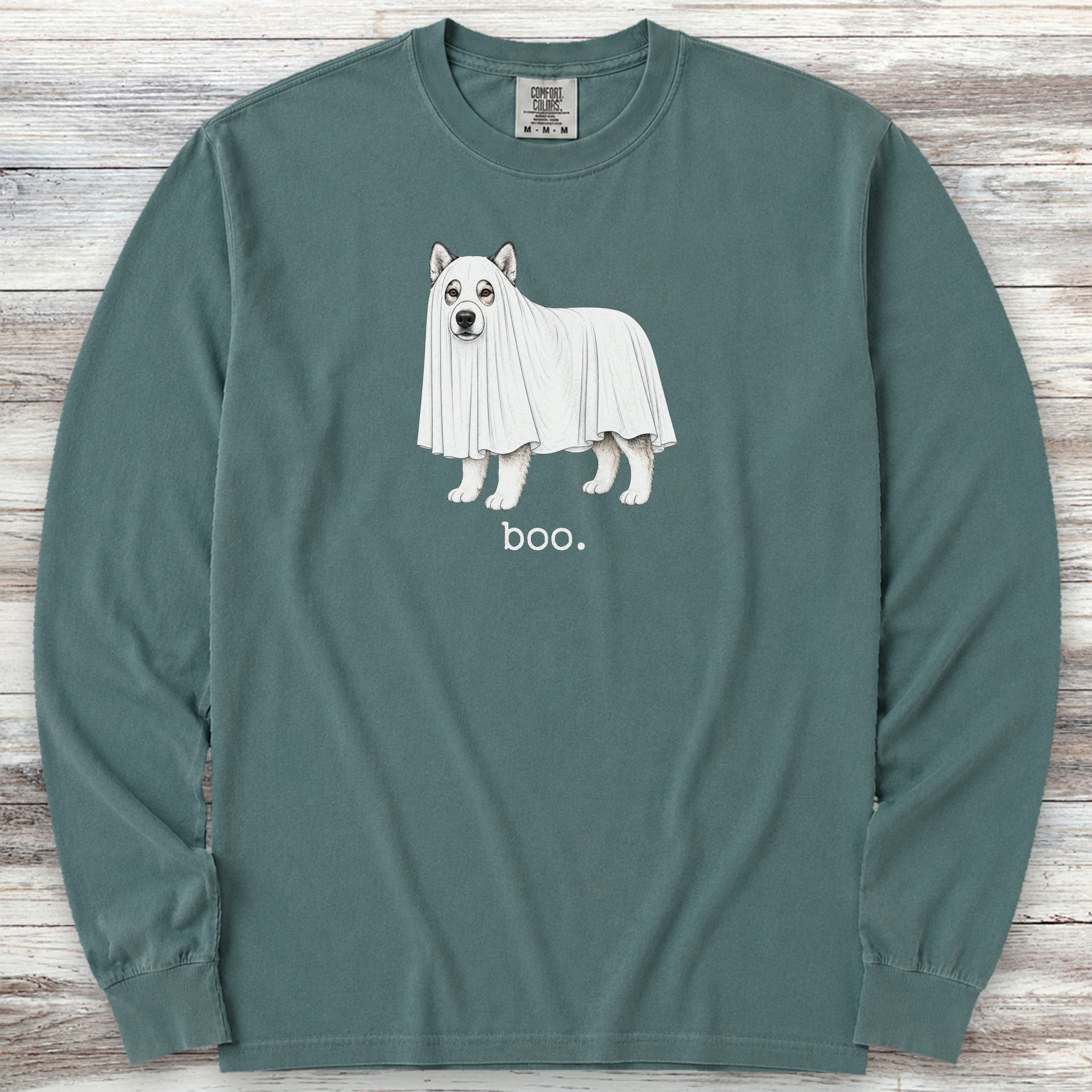 Alaskan Malamute Boo Long Sleeve Tee - Blue Spruce