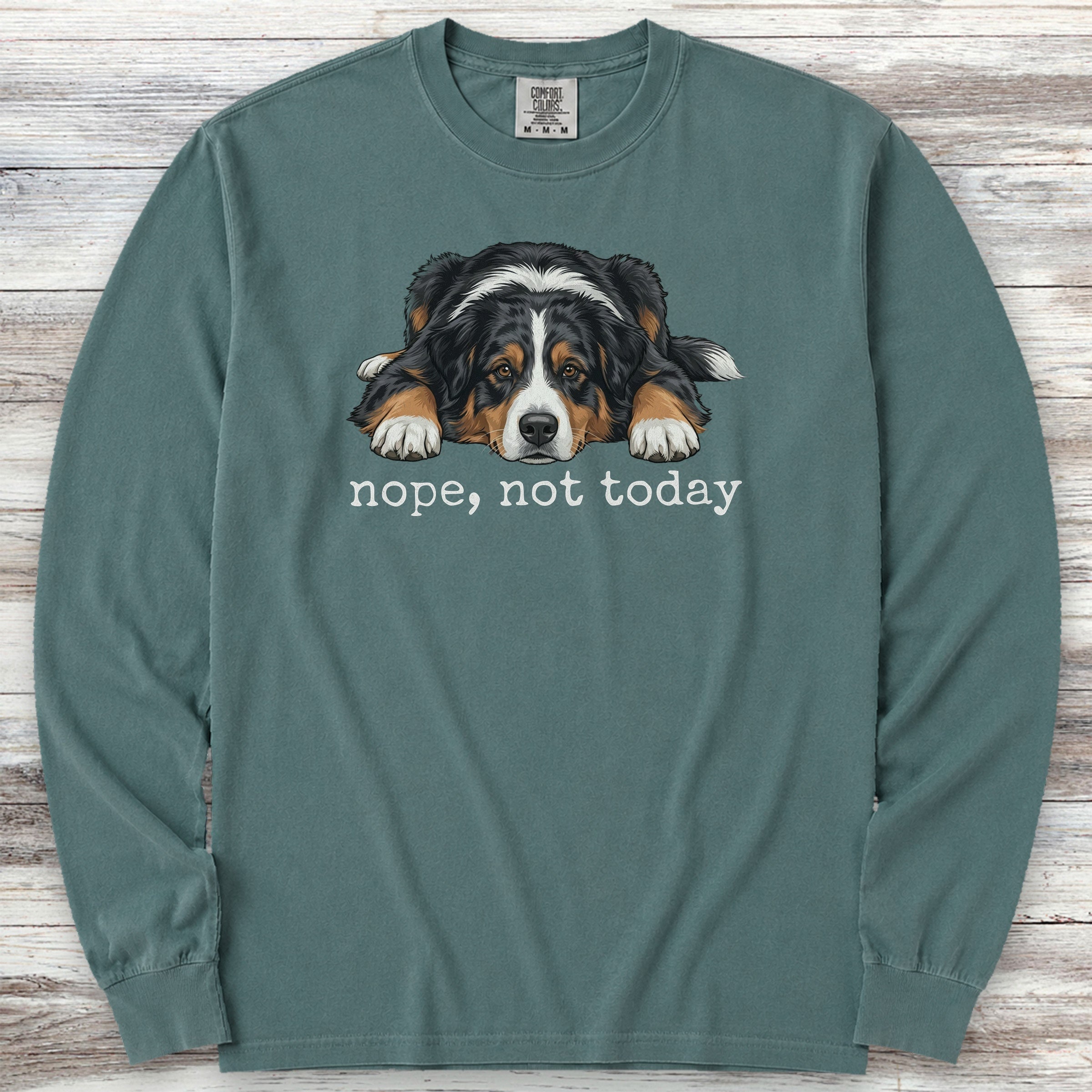 Australian Shepherd Tri Nope Long Sleeve Tee - Blue Spruce