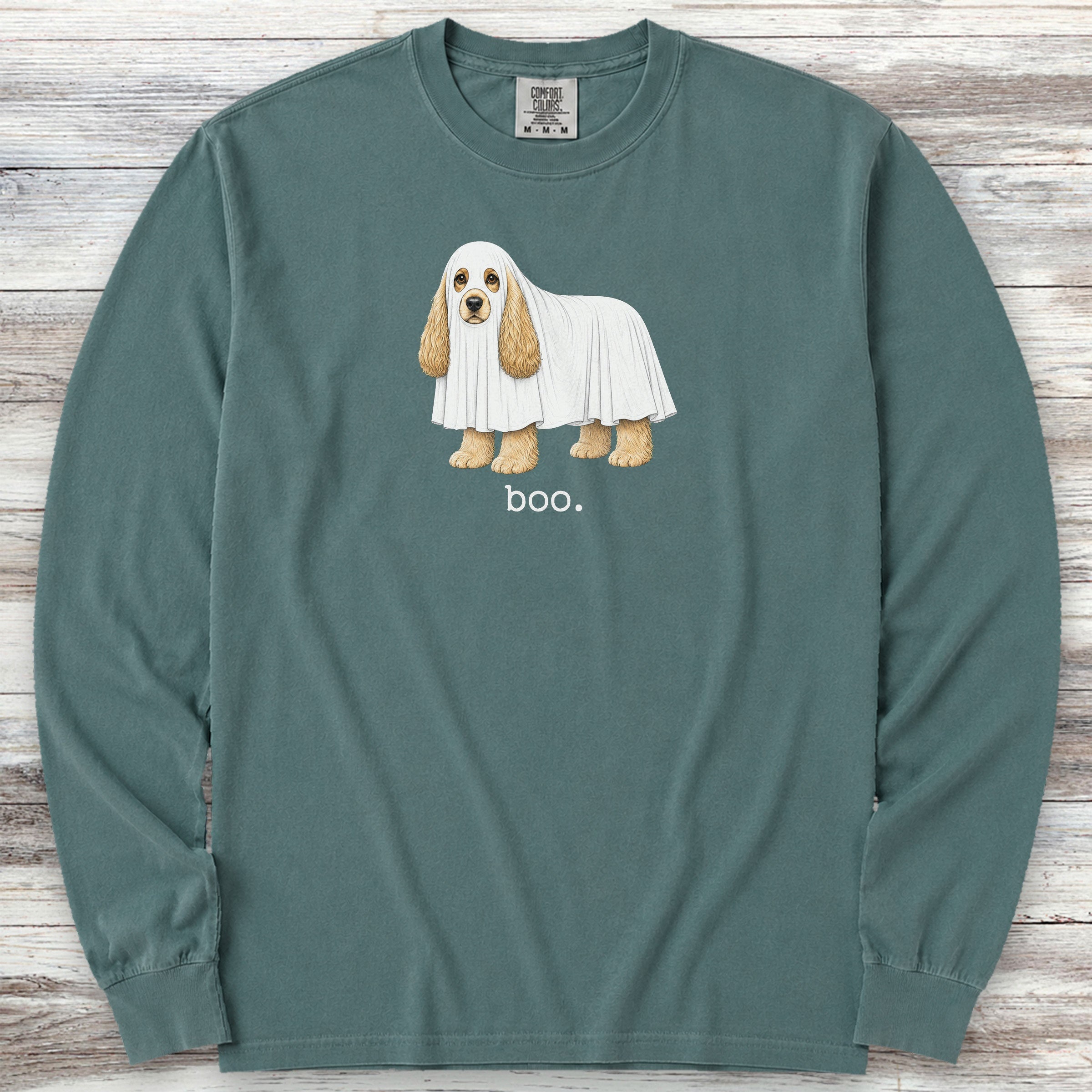 Cocker Spaniel Boo Long Sleeve Tee - Blue Spruce