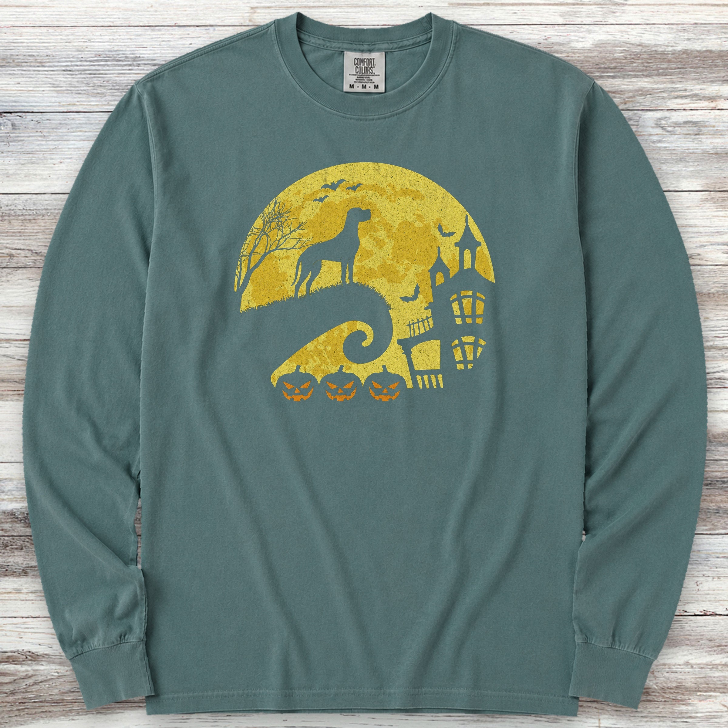 Great Dane Halloween Moon Long Sleeve Tee - Blue Spruce