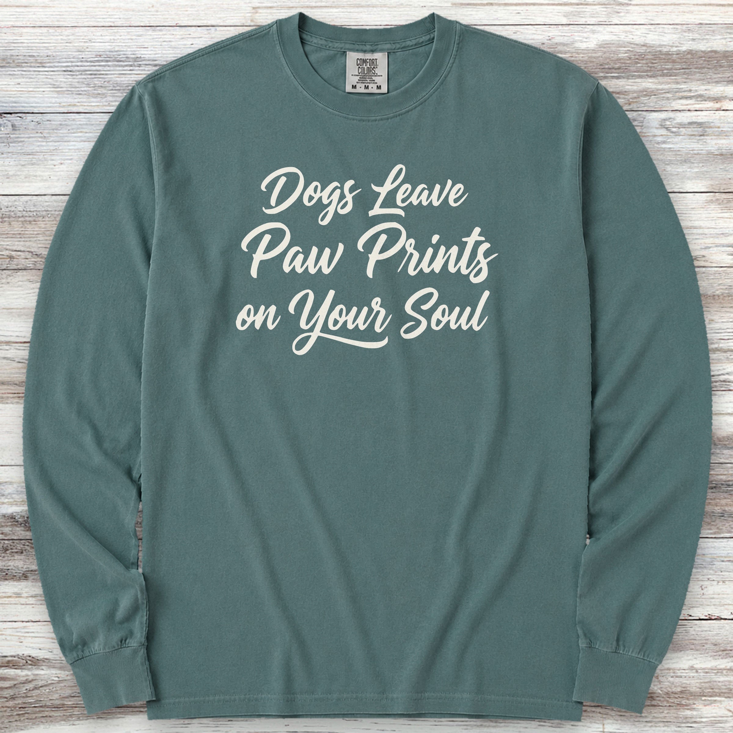 Paw Prints on Your Soul Long Sleeve Tee - Blue Spruce