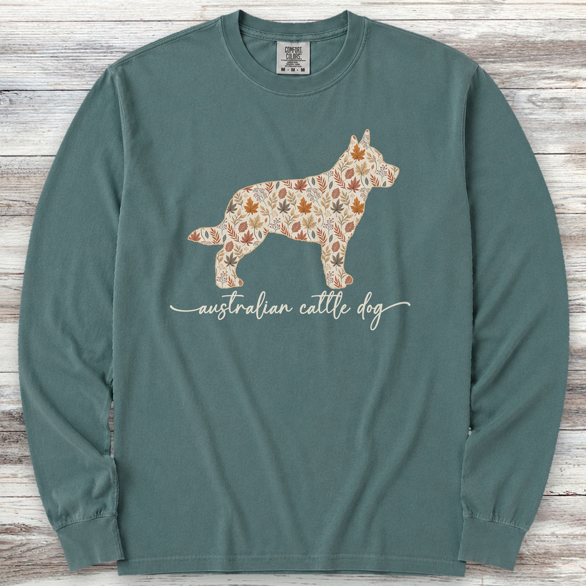 Australian Cattle Dog Fall Long Sleeve Tee - Blue Spruce