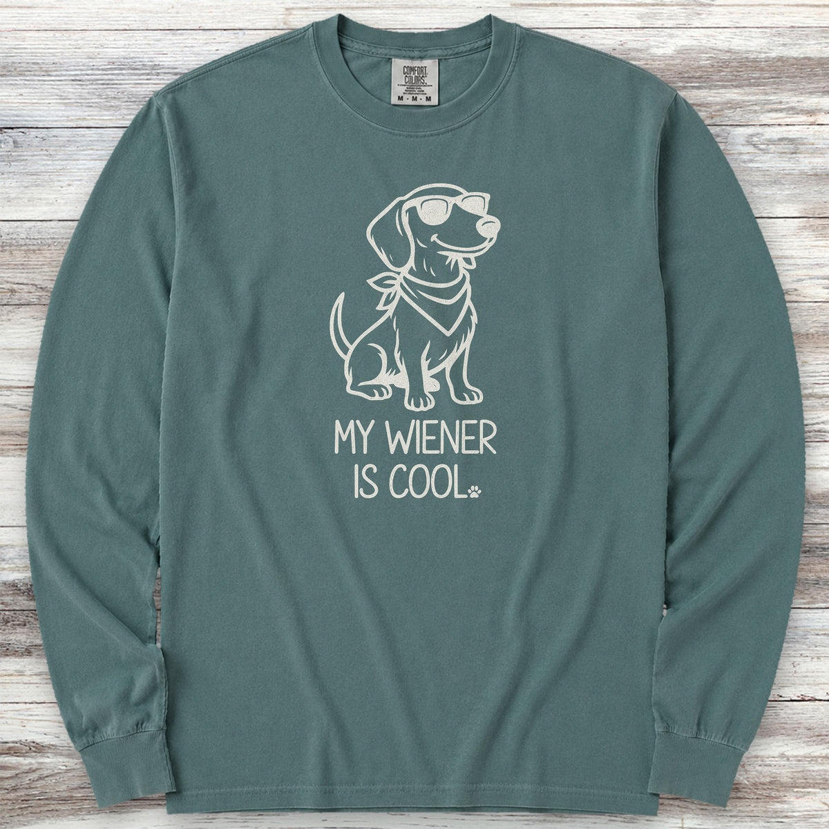 Dachshund Cool Wiener Long Sleeve Tee - Blue Spruce