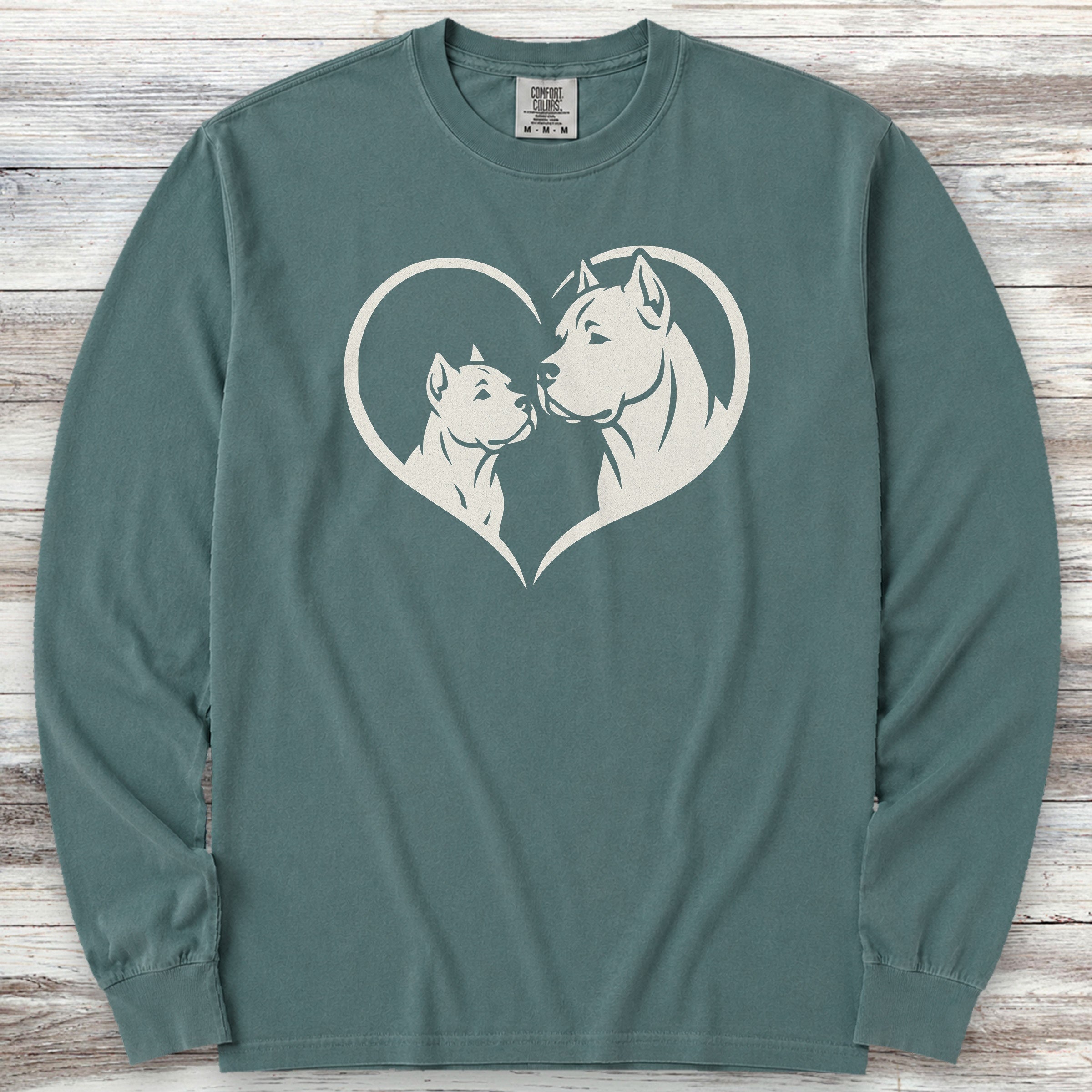 Cane Corso Heart Bond Long Sleeve Tee - Blue Spruce