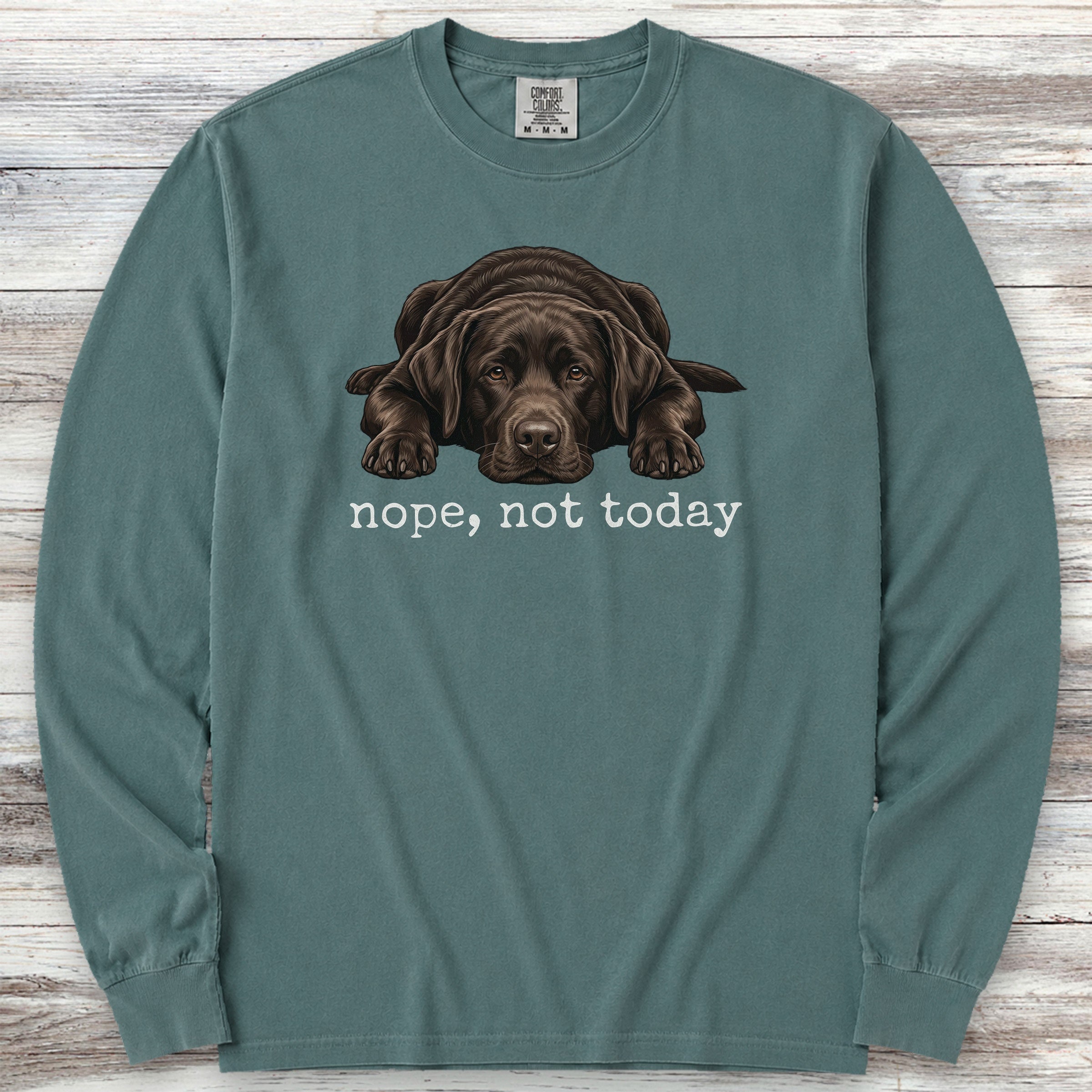 Labrador Retriever Chocolate Nope Long Sleeve Tee - Blue Spruce