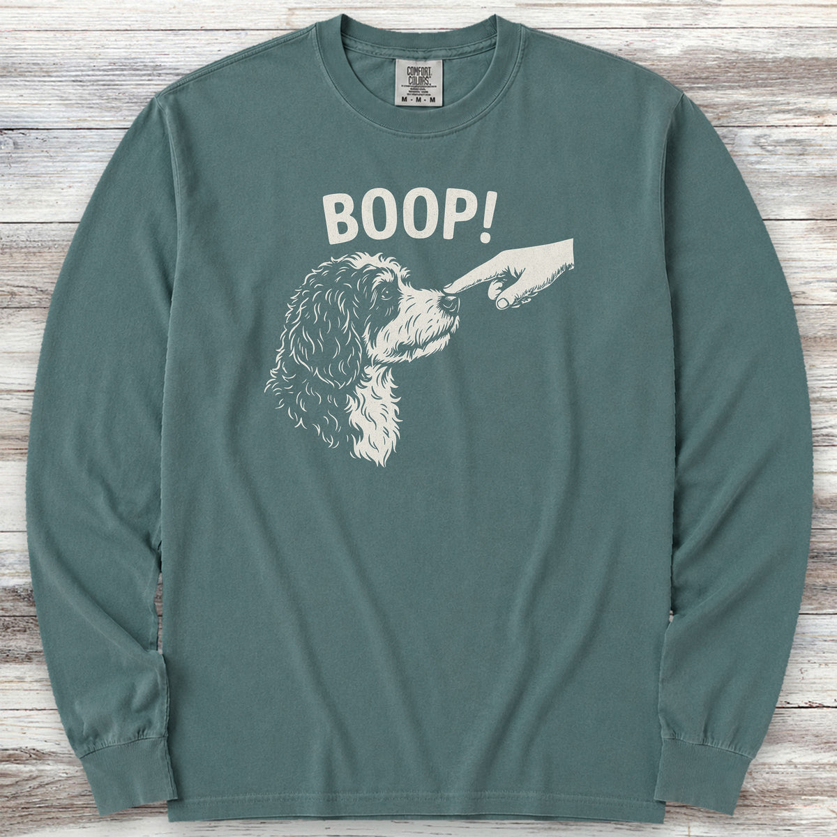 Bernedoodle BOOP! Long Sleeve Tee - Blue Spruce