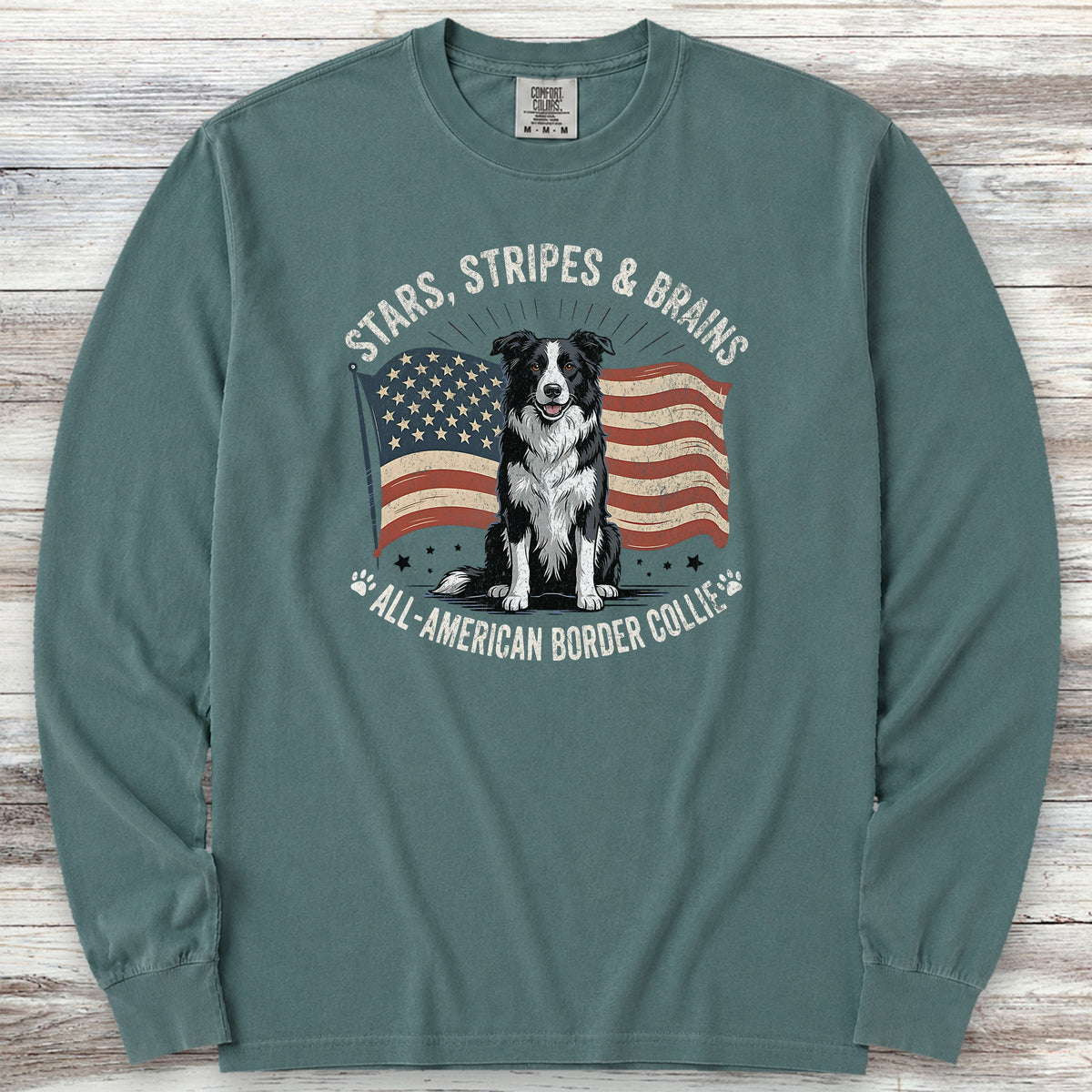 Border Collie All American Long Sleeve Tee - Blue Spruce