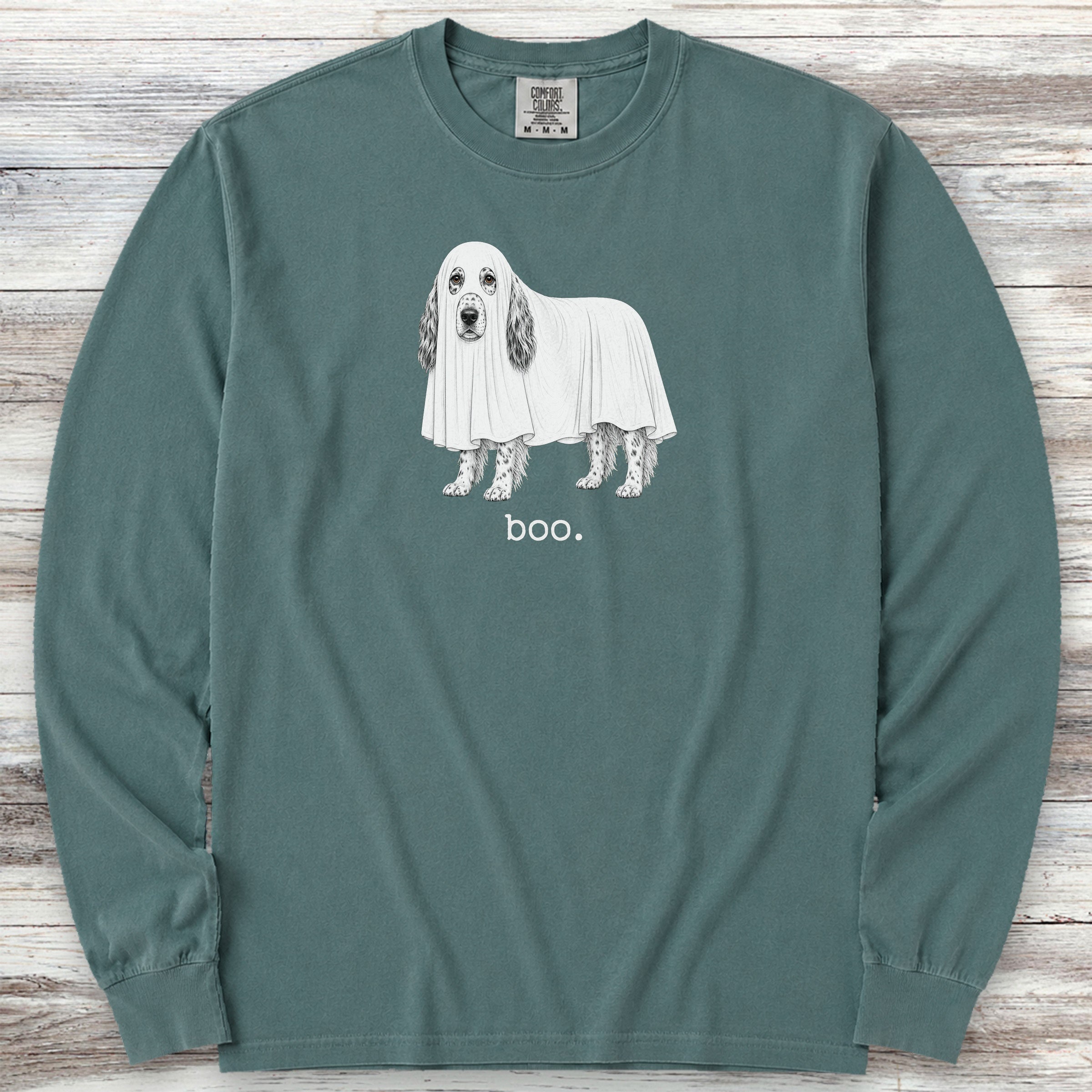 English Setter Boo Long Sleeve Tee - Blue Spruce