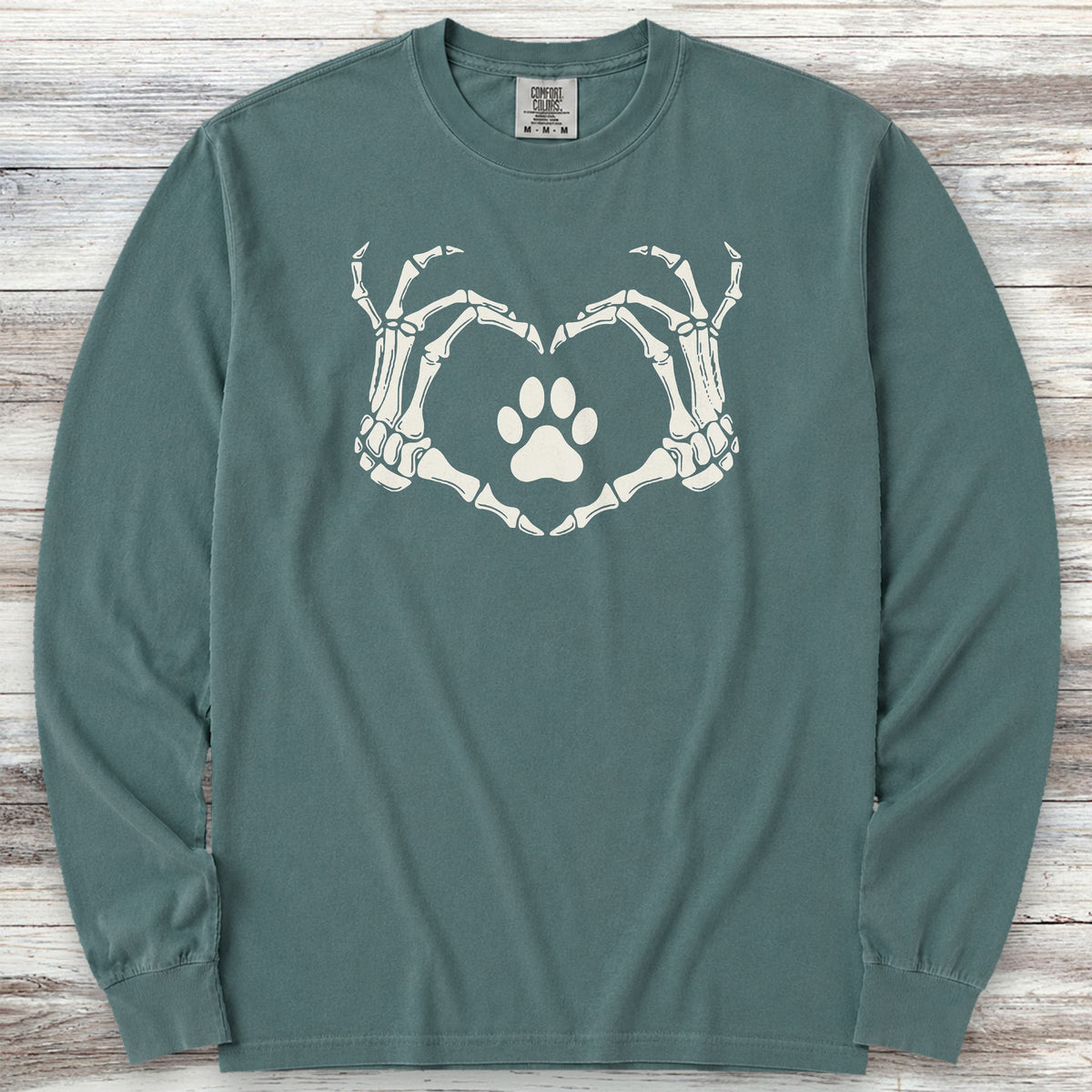 Skeleton Hands Long Sleeve Tee - Blue Spruce