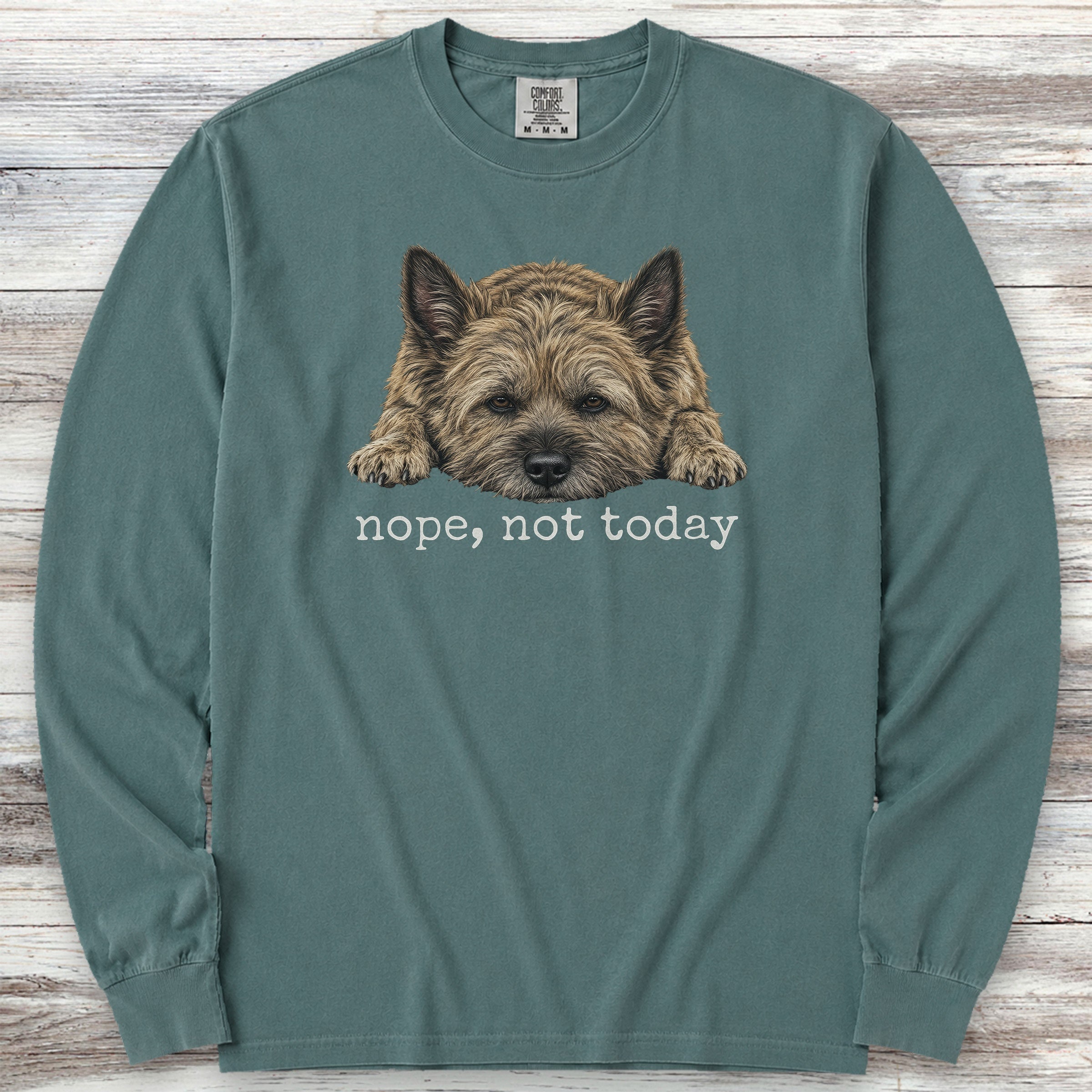 Cairn Terrier Nope Long Sleeve Tee - Blue Spruce
