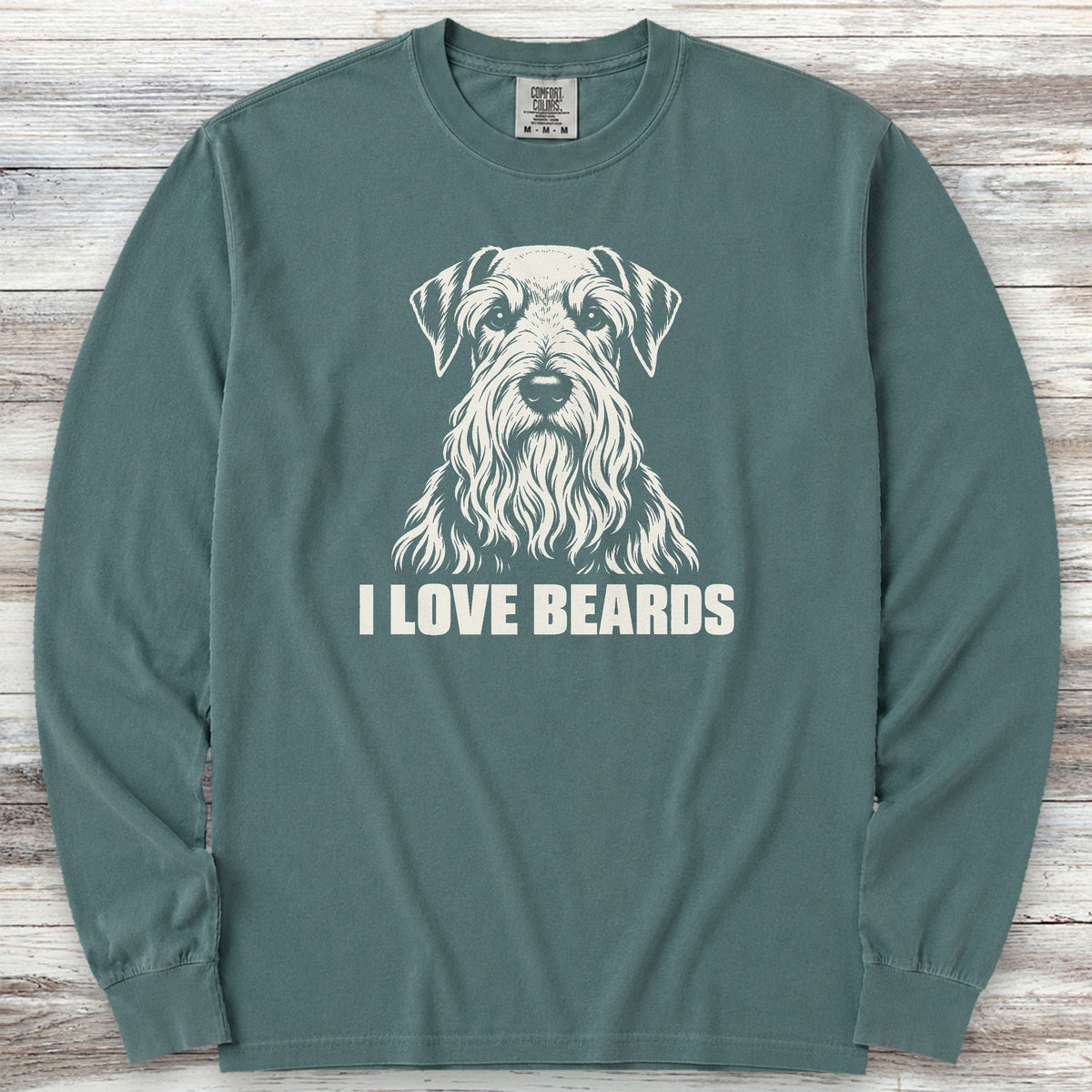 Cesky Terrier I Love Beards Long Sleeve Tee - Blue Spruce