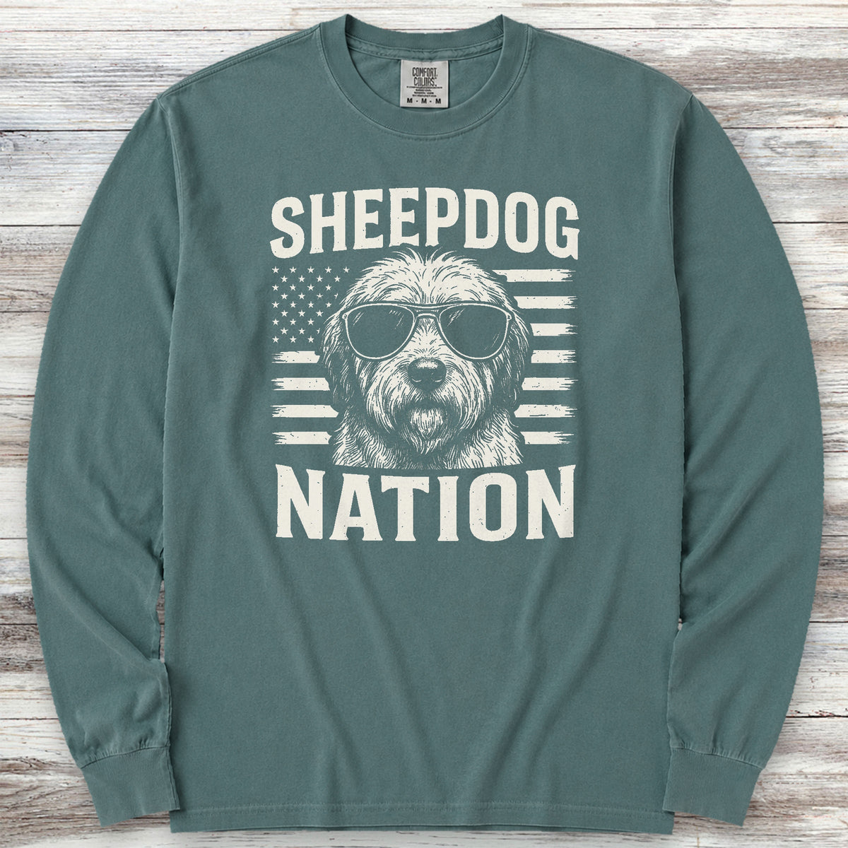 Old English Sheepdog Nation Long Sleeve Tee - Blue Spruce