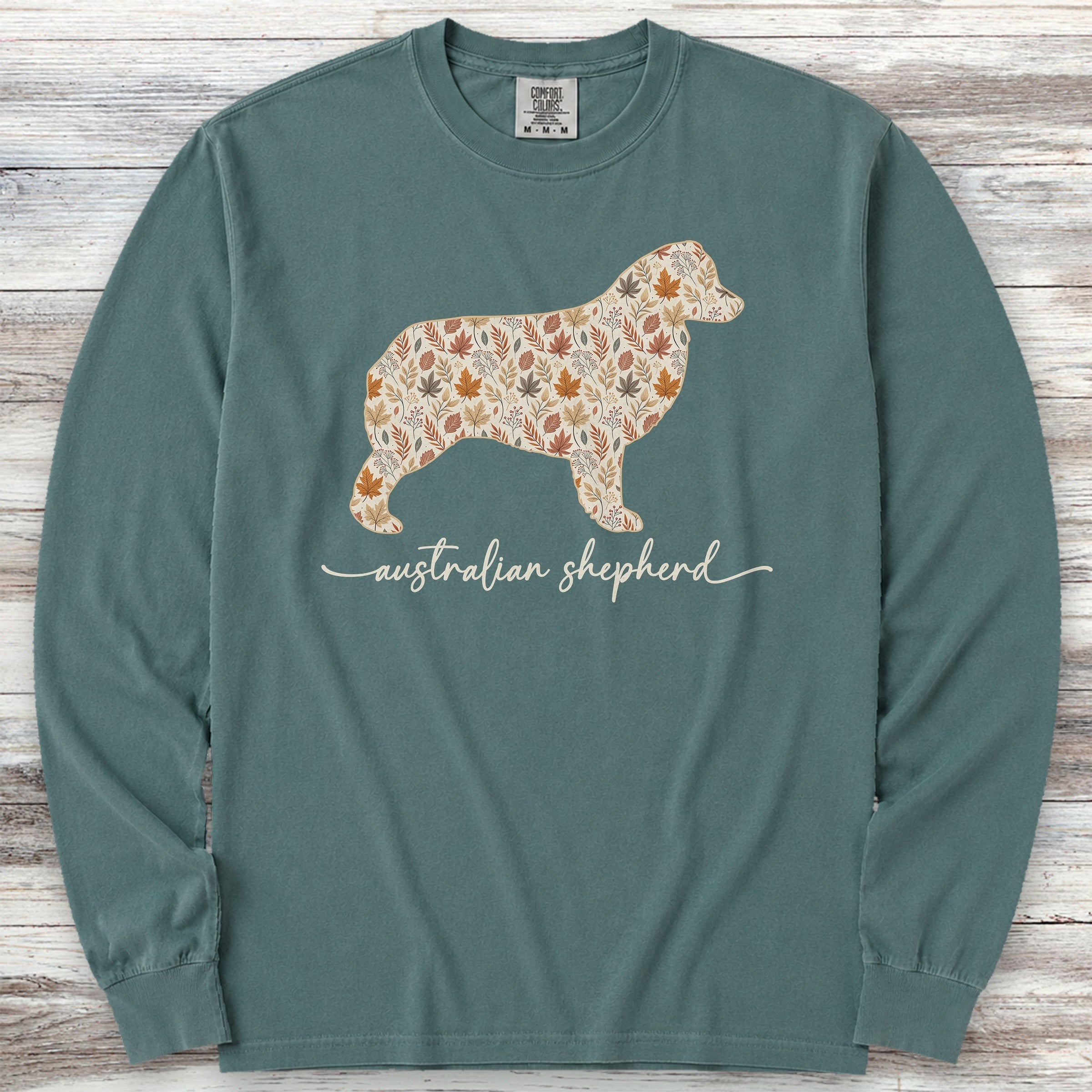 Australian Shepherd Fall Long Sleeve Tee - Blue Spruce