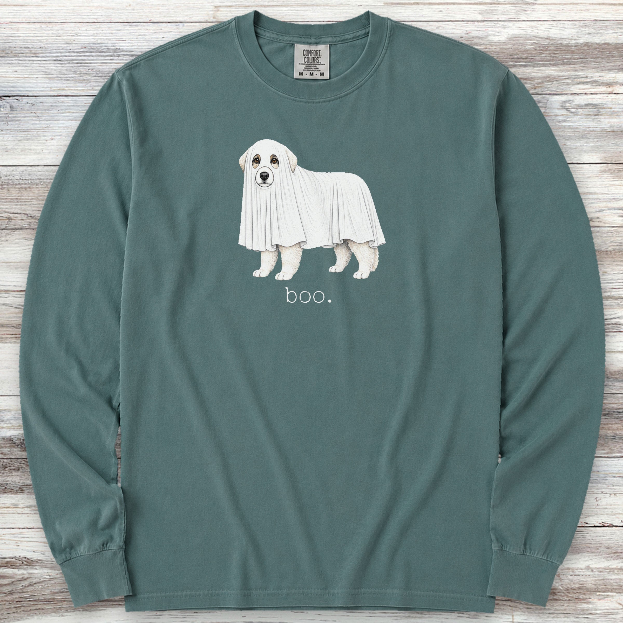 Great Pyrenees Boo Long Sleeve Tee - Blue Spruce