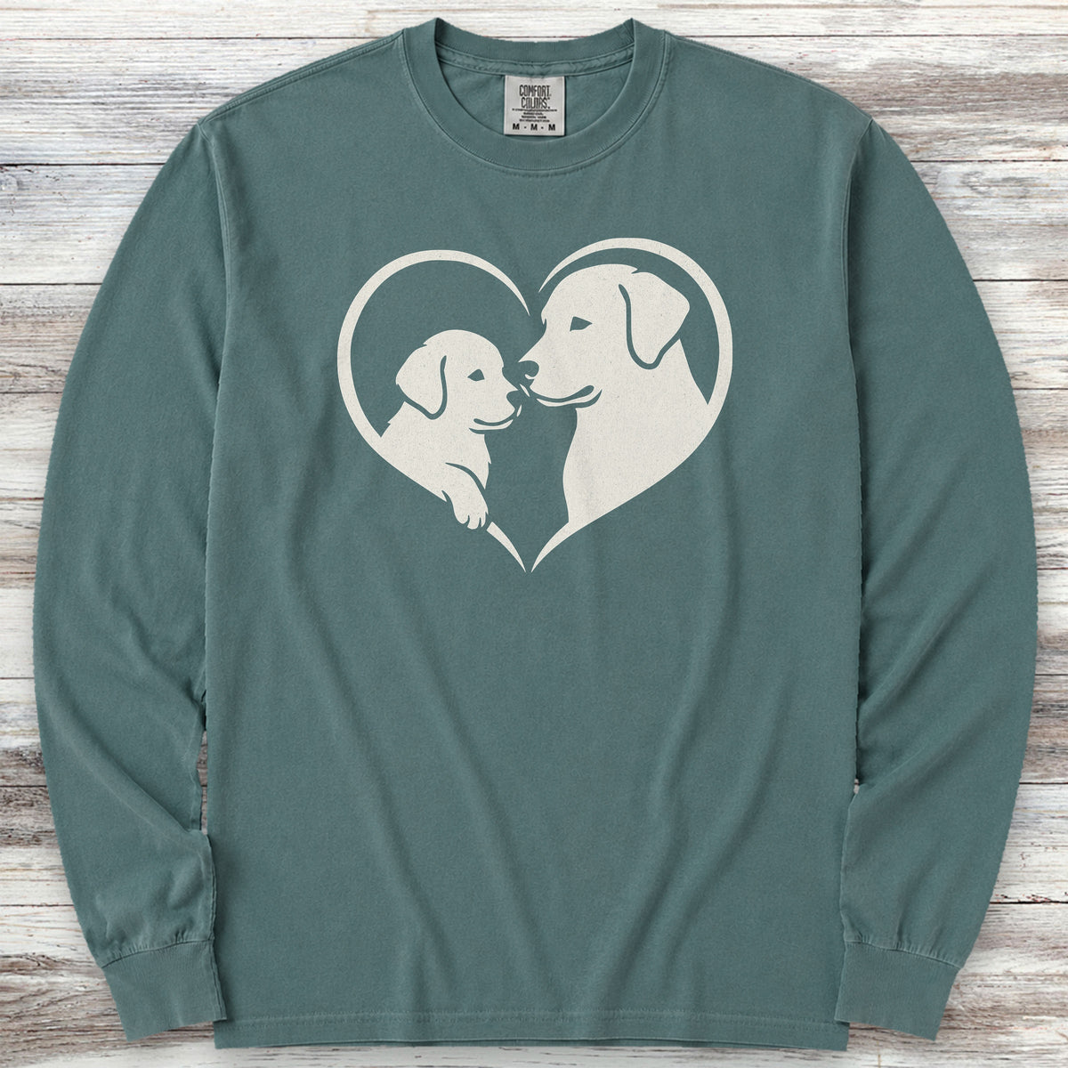 Labrador Retriever Heart Bond Long Sleeve Tee - Blue Spruce