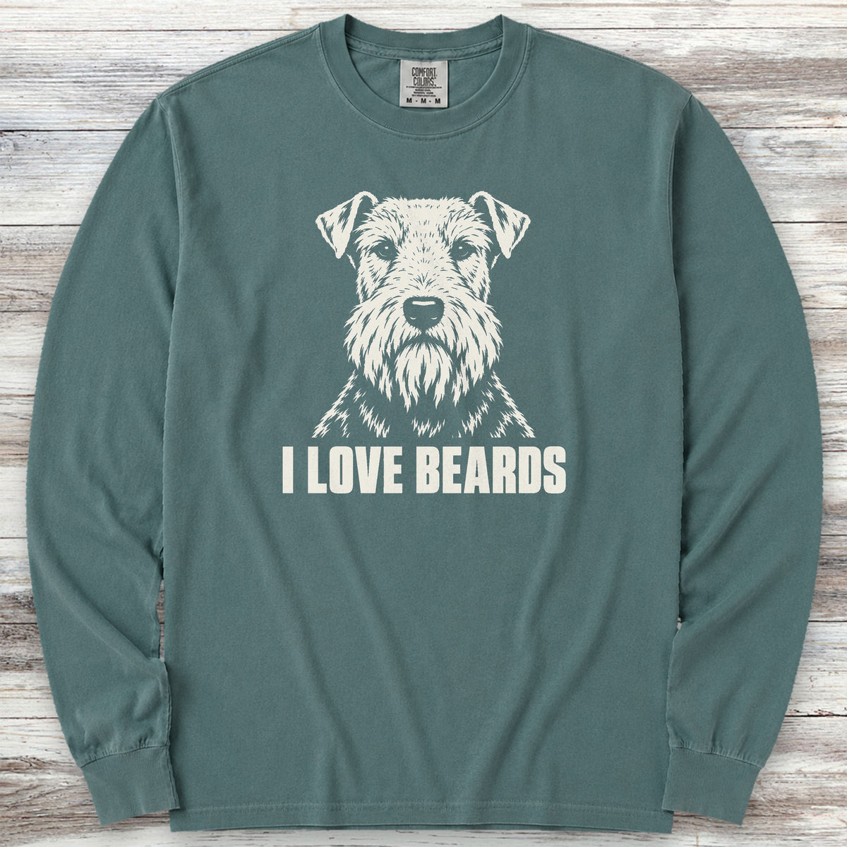 Welsh Terrier I Love Beards Long Sleeve Tee - Blue Spruce
