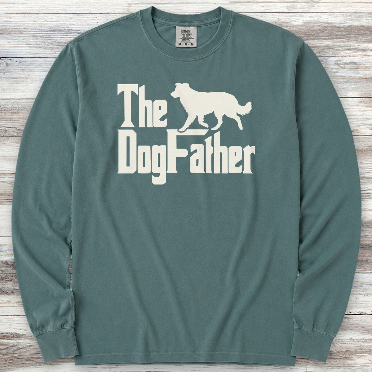 Border Collie Dog Father Long Sleeve Tee - Blue Spruce