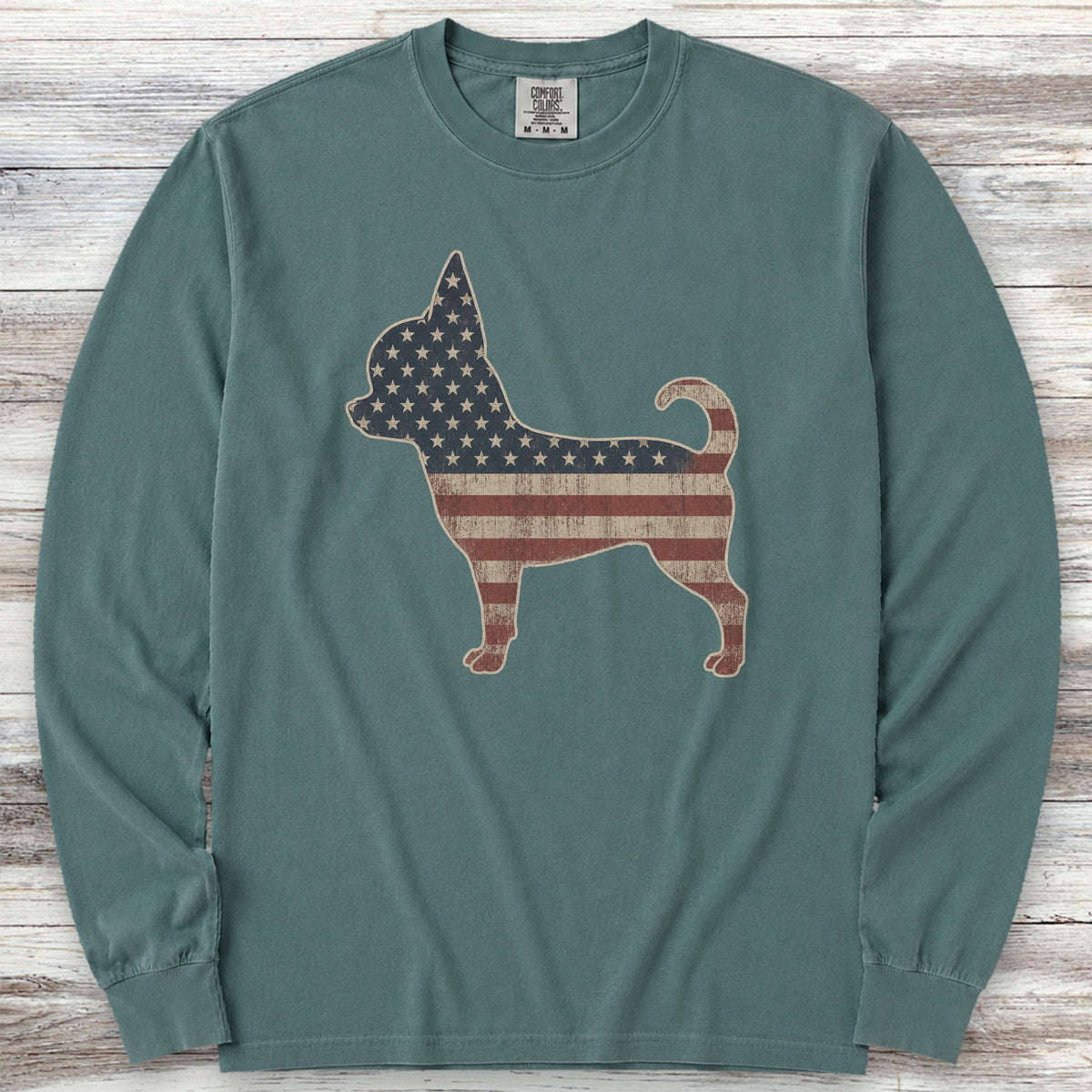 Chihuahua Vintage USA Long Sleeve Tee - Blue Spruce