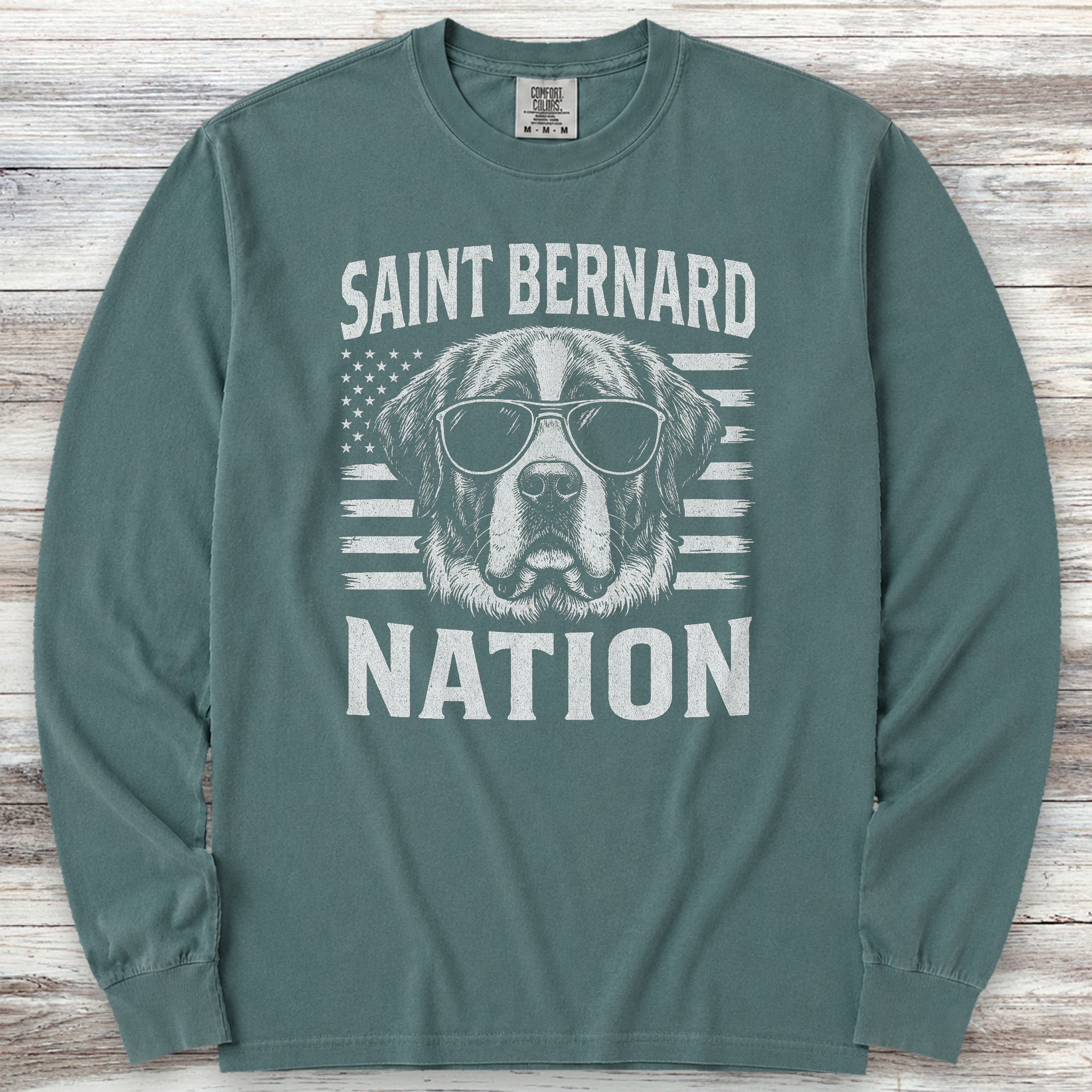 Saint Bernard Nation Long Sleeve Tee - Blue Spruce