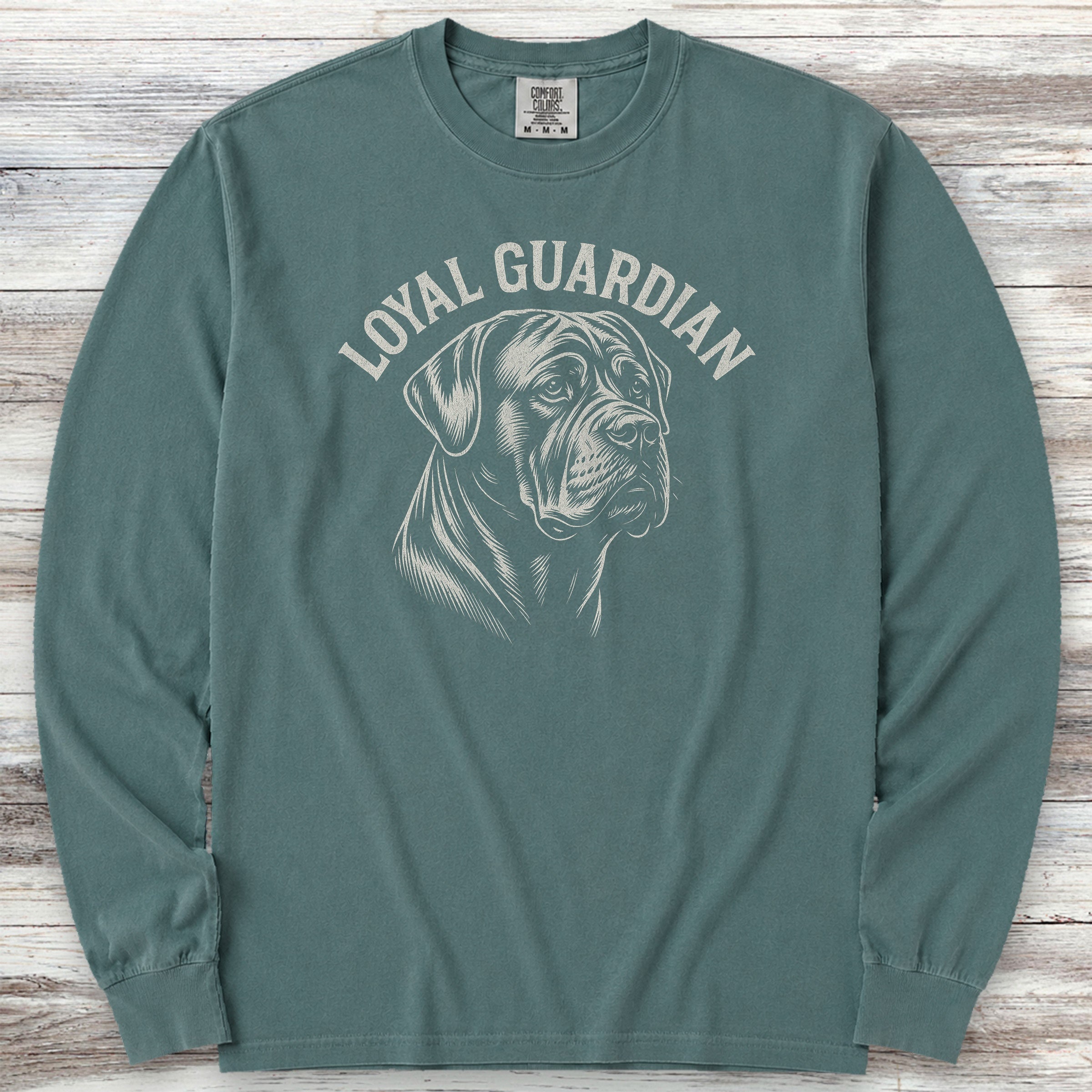 Cane Corso Natural Loyal Guardian Long Sleeve Tee - Blue Spruce