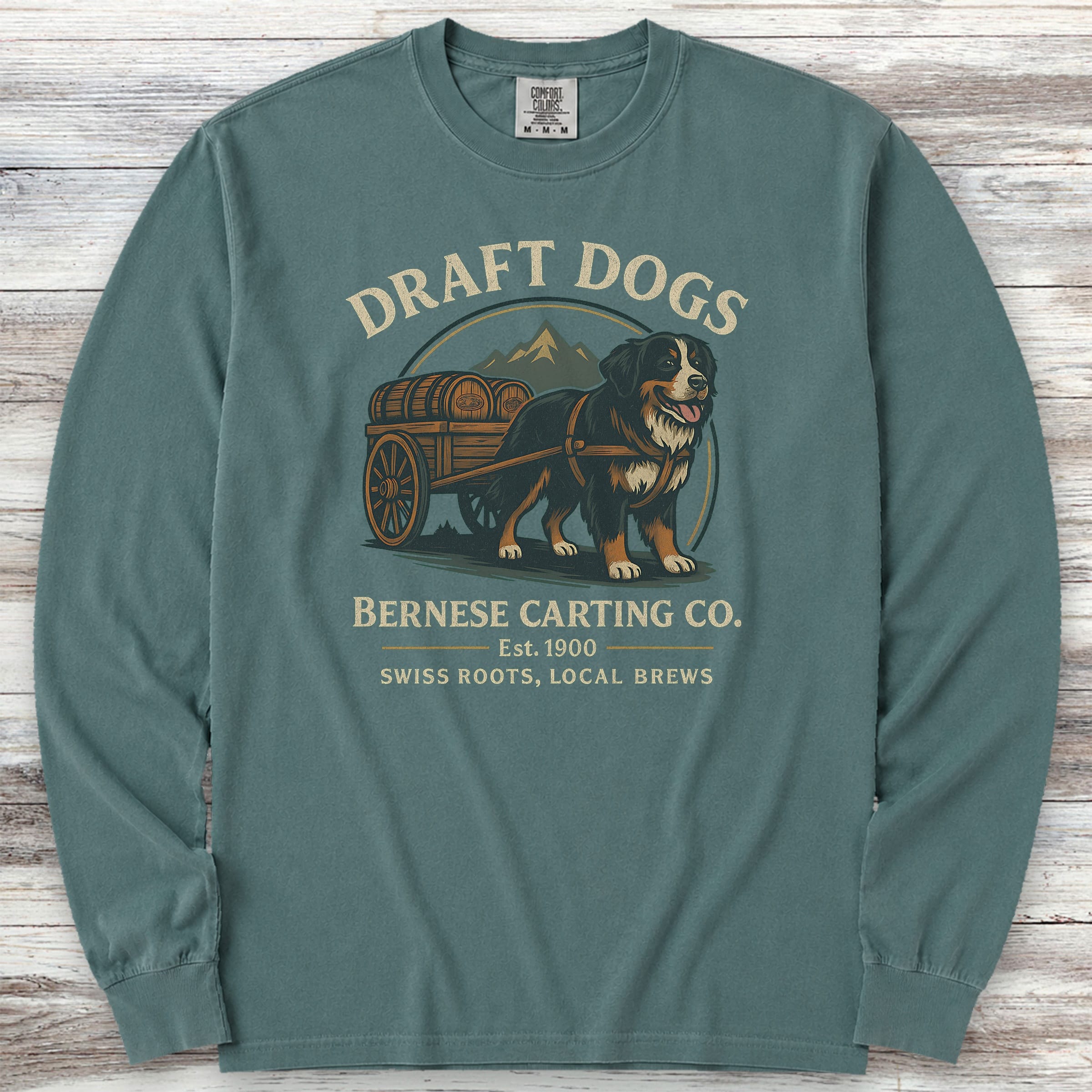 Bernese Mountain Dog Draft Dogs Long Sleeve Tee - Blue Spruce