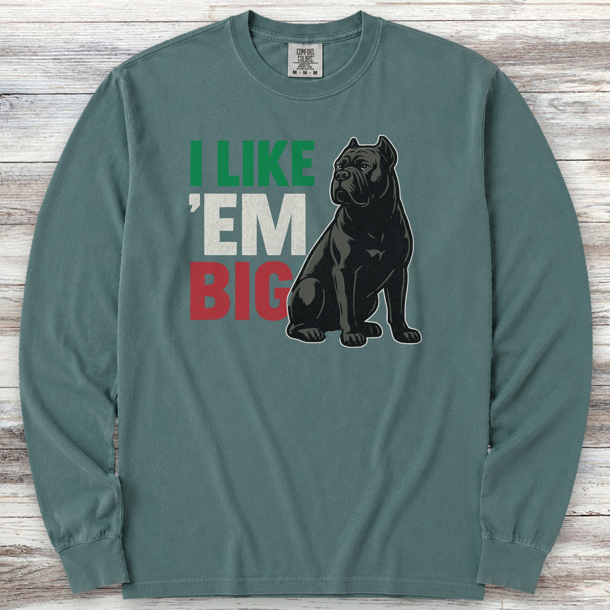 Cane Corso Big Long Sleeve Tee - Blue Spruce