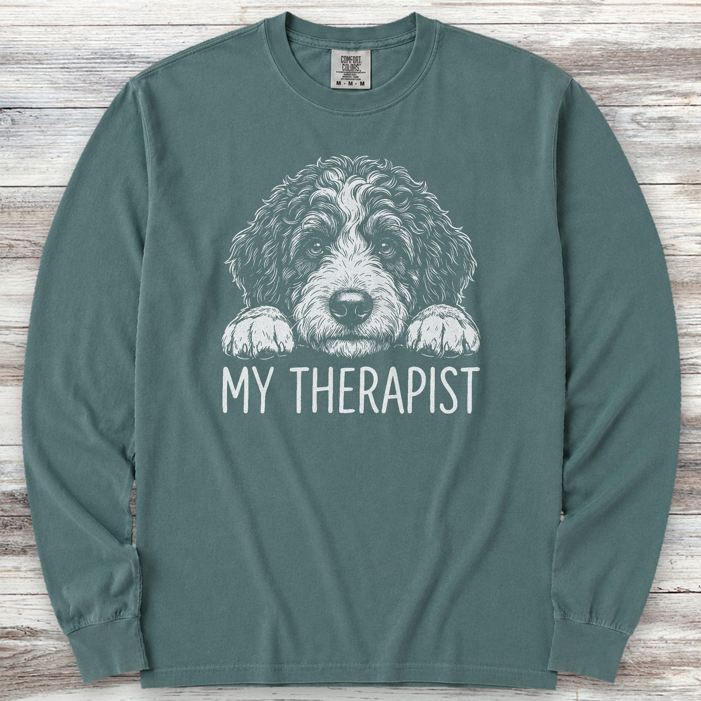 Bernedoodle Therapist Long Sleeve Tee - Blue Spruce