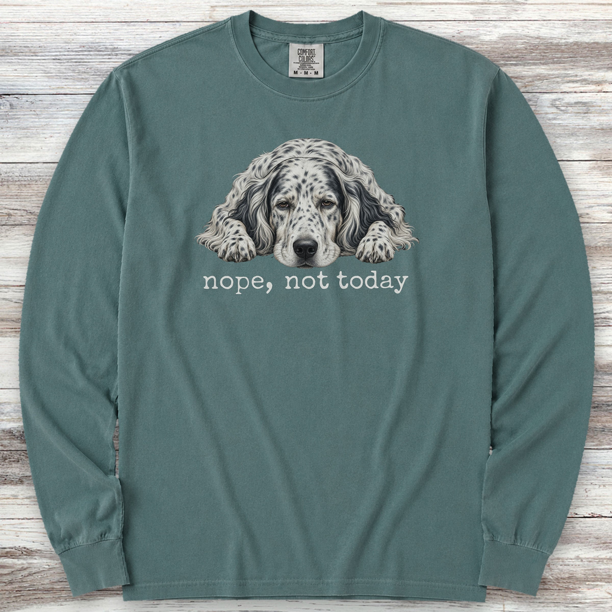 English Setter Nope Long Sleeve Tee - Blue Spruce
