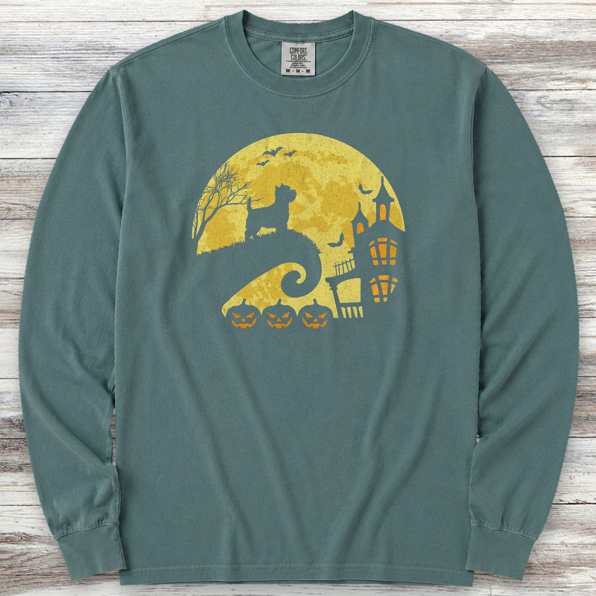 West Highland Halloween Moon Long Sleeve Tee - Blue Spruce