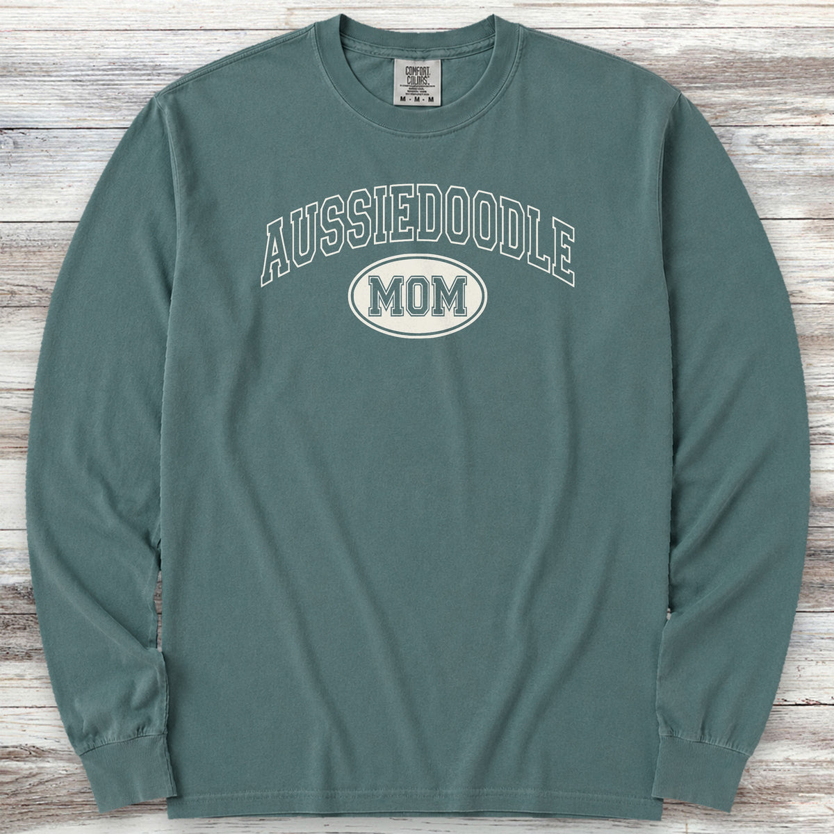 Aussiedoodle University Mom Long Sleeve Tee - Blue Spruce
