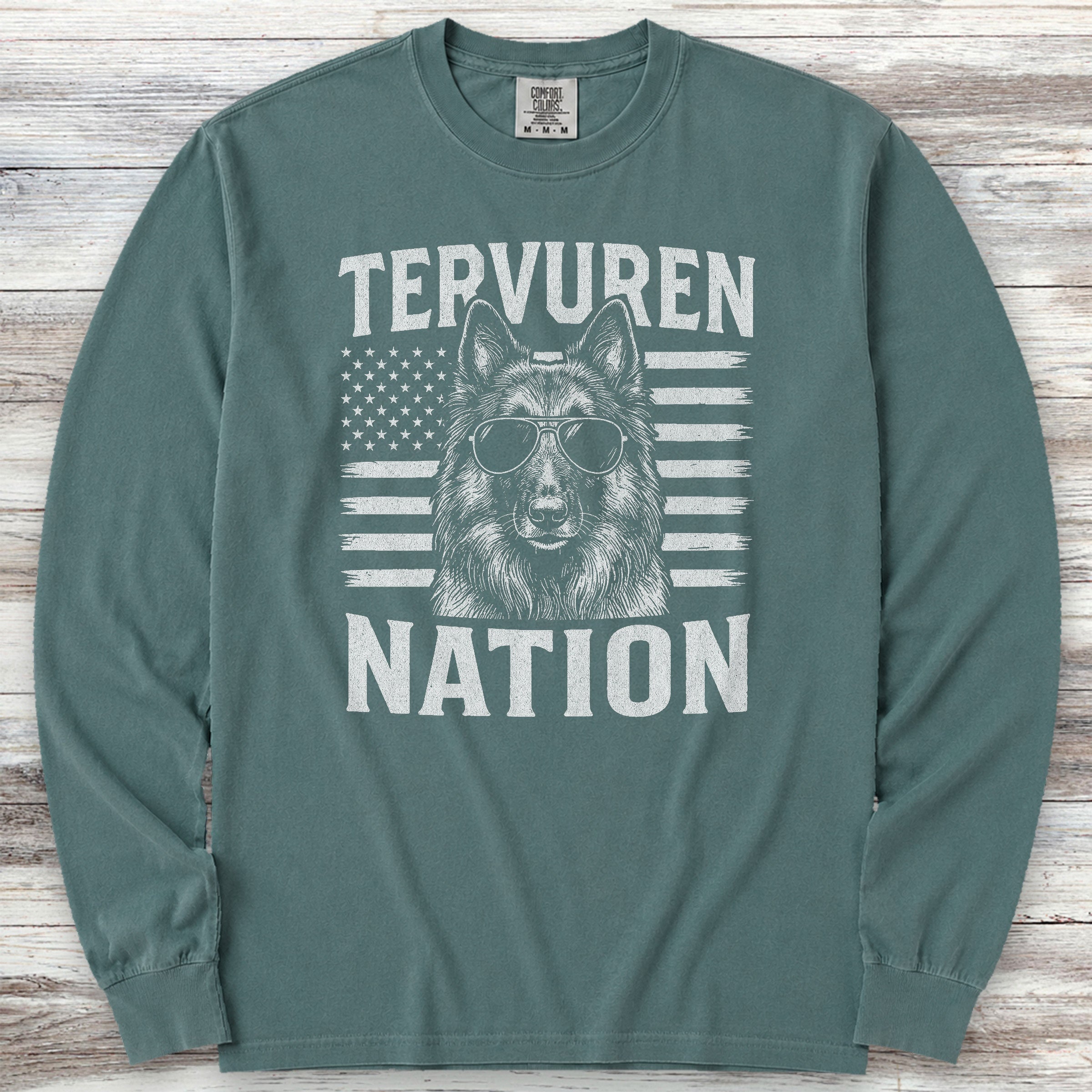 Belgian Tervuren Nation Long Sleeve Tee - Blue Spruce