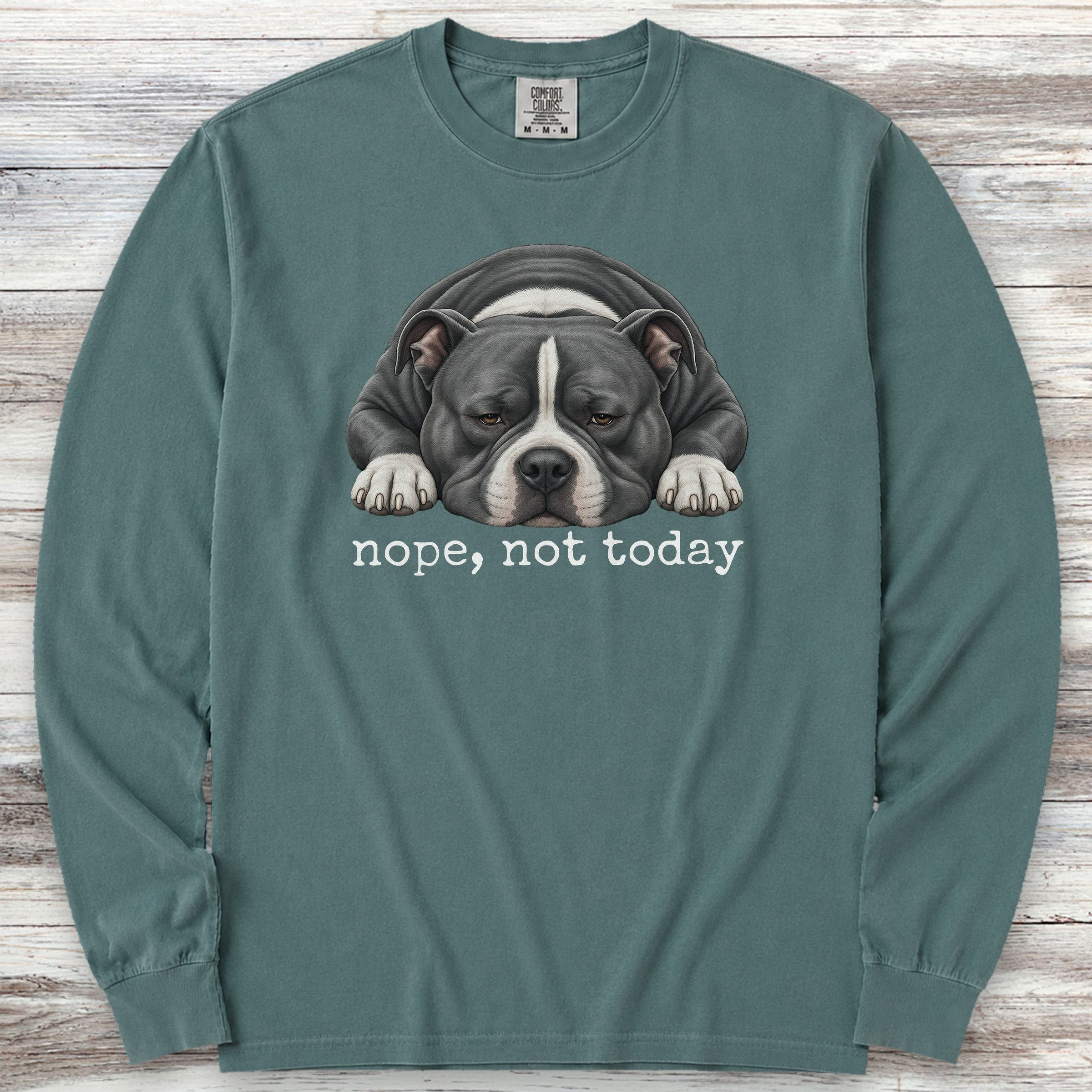 American Bully Nope Long Sleeve Tee - Blue Spruce