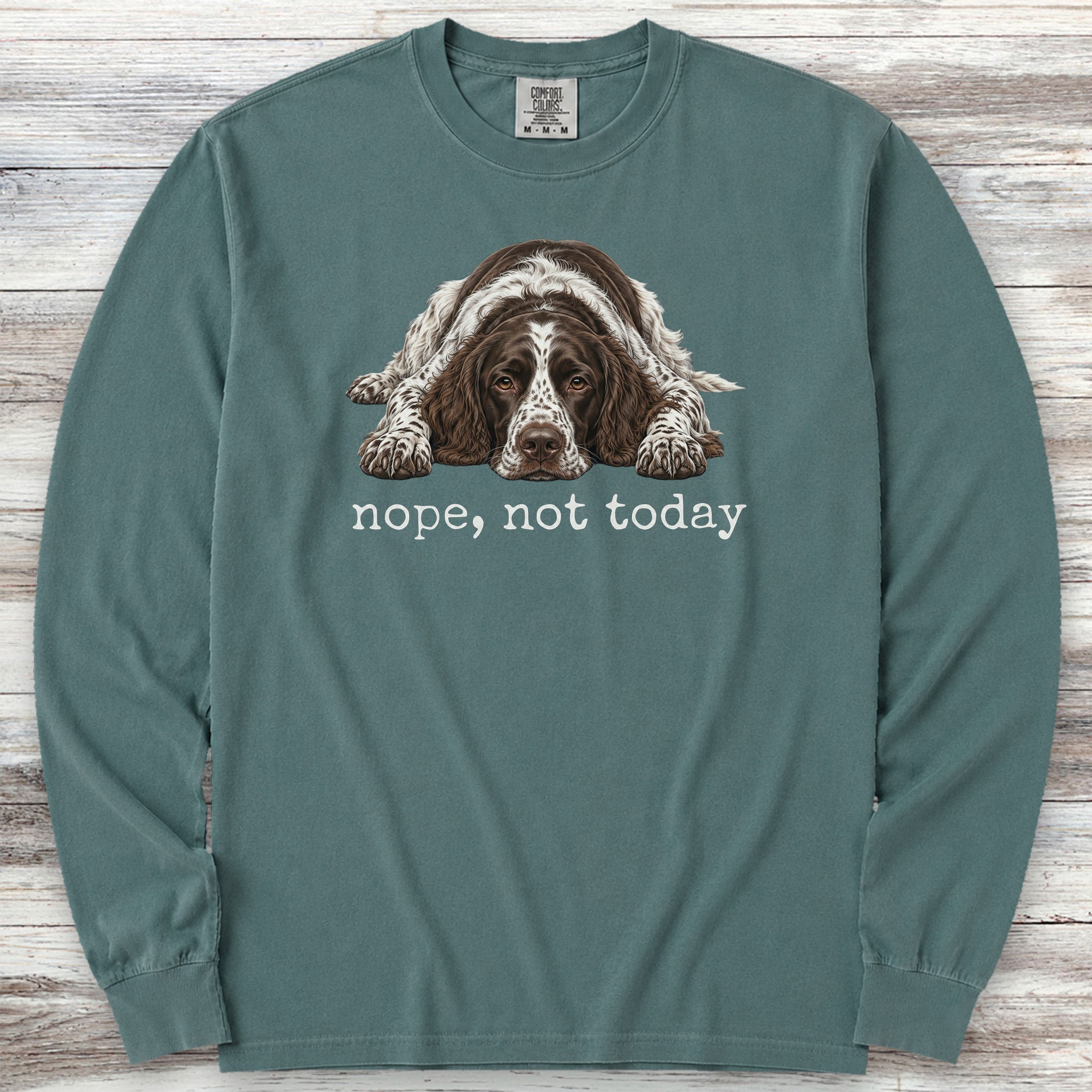 English Springer Spaniel Nope Long Sleeve Tee - Blue Spruce