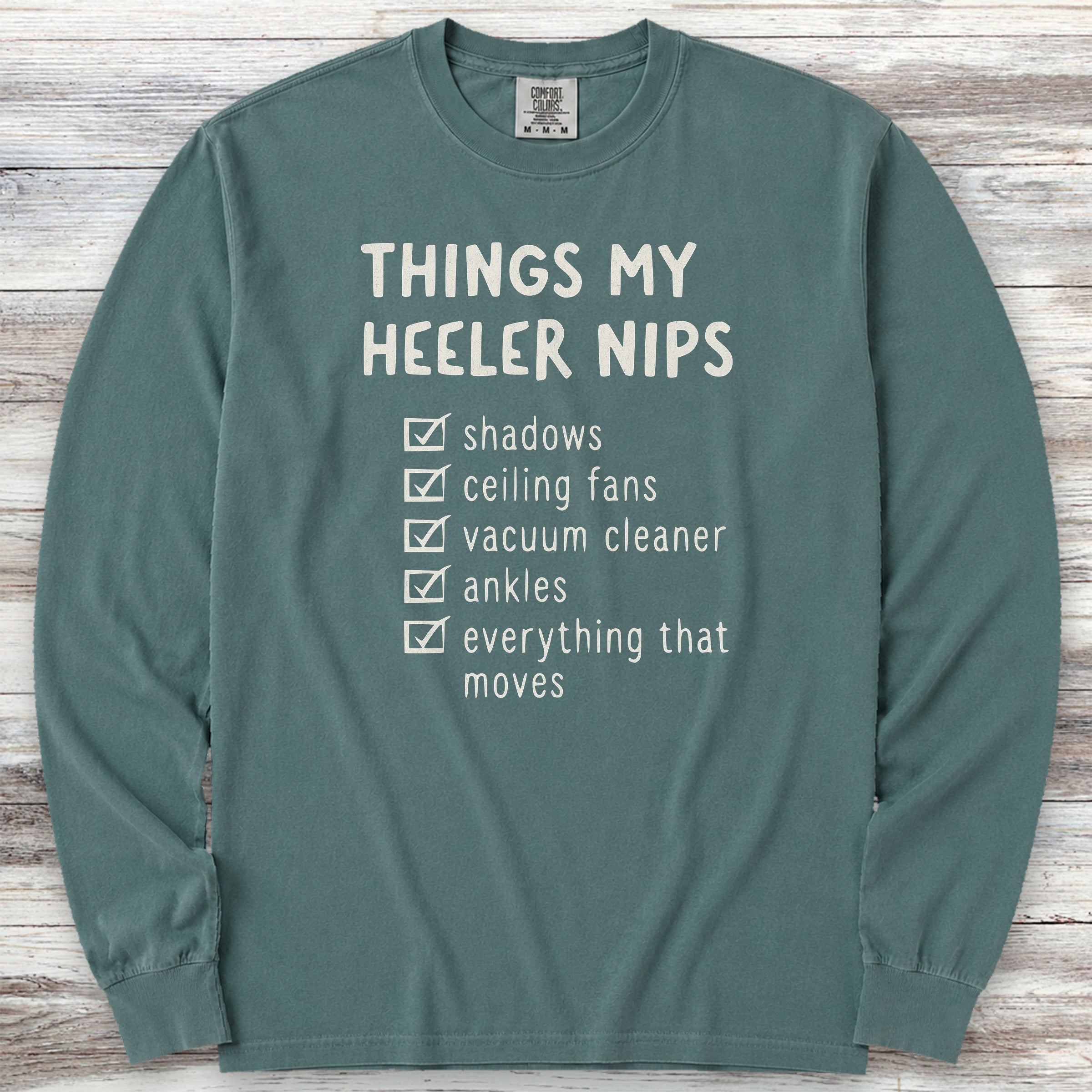 Australian Cattle Dog Nip List Long Sleeve Tee - Blue Spruce