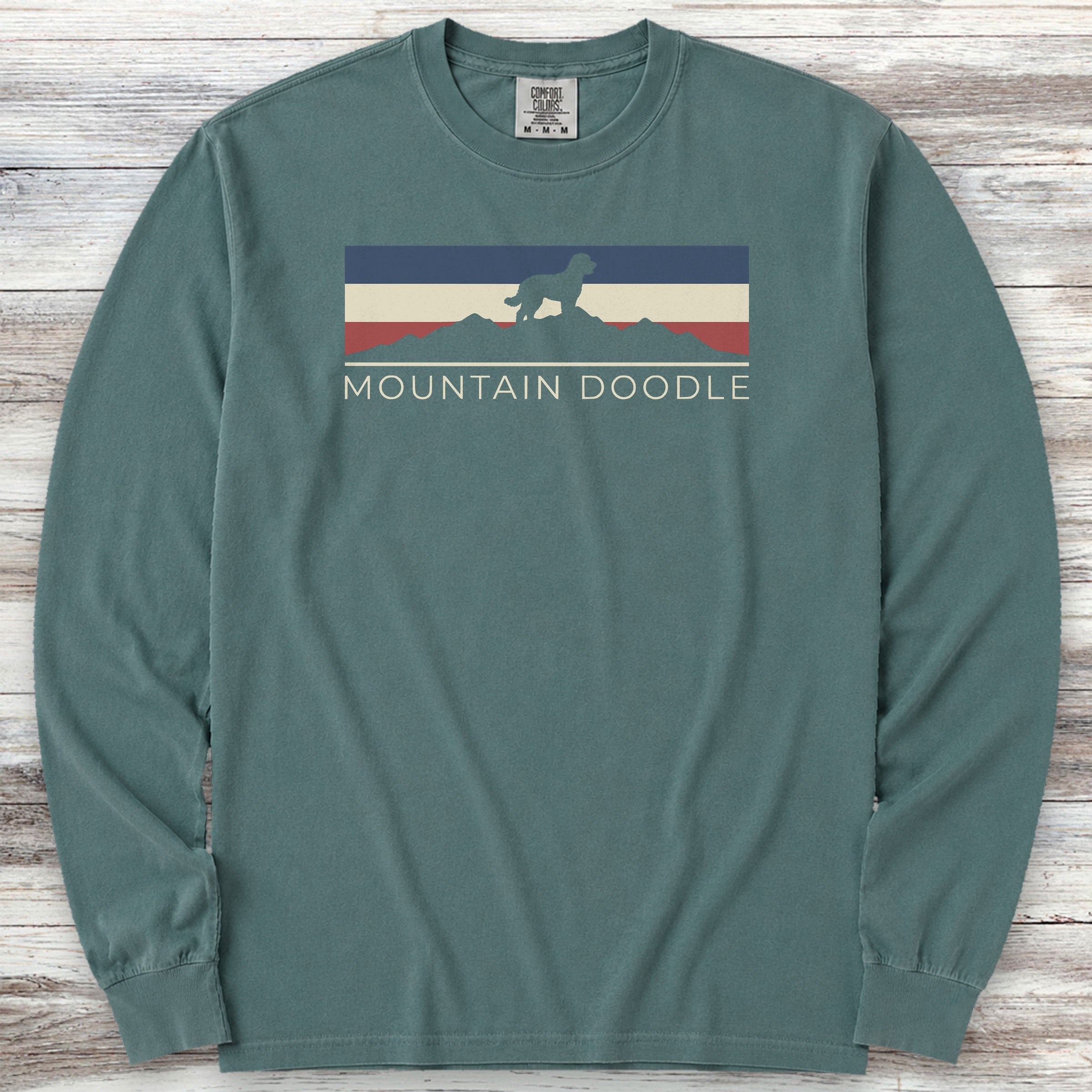 Bernedoodle USA Sunset Long Sleeve Tee - Blue Spruce