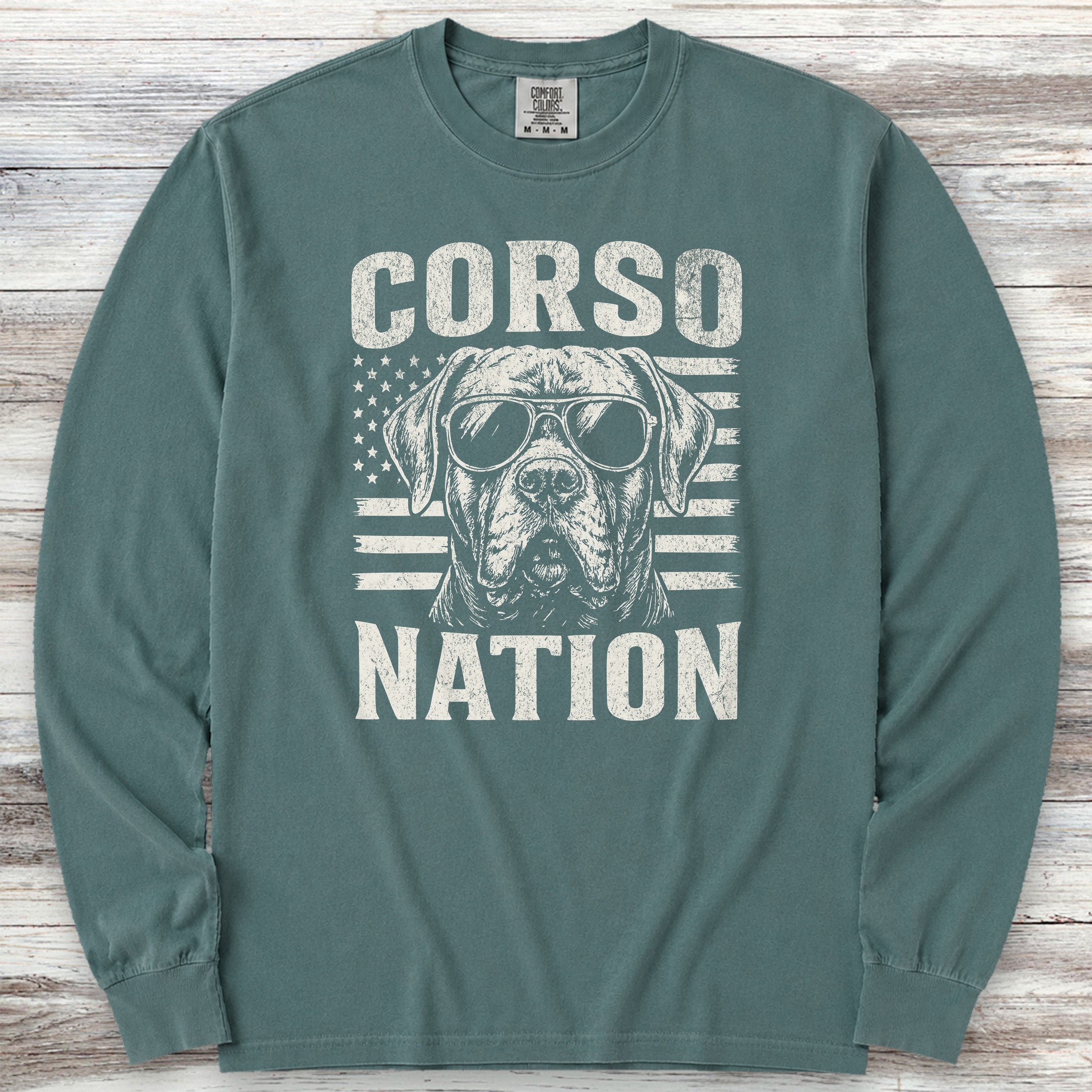 Cane Corso Nation Long Sleeve Tee - Blue Spruce