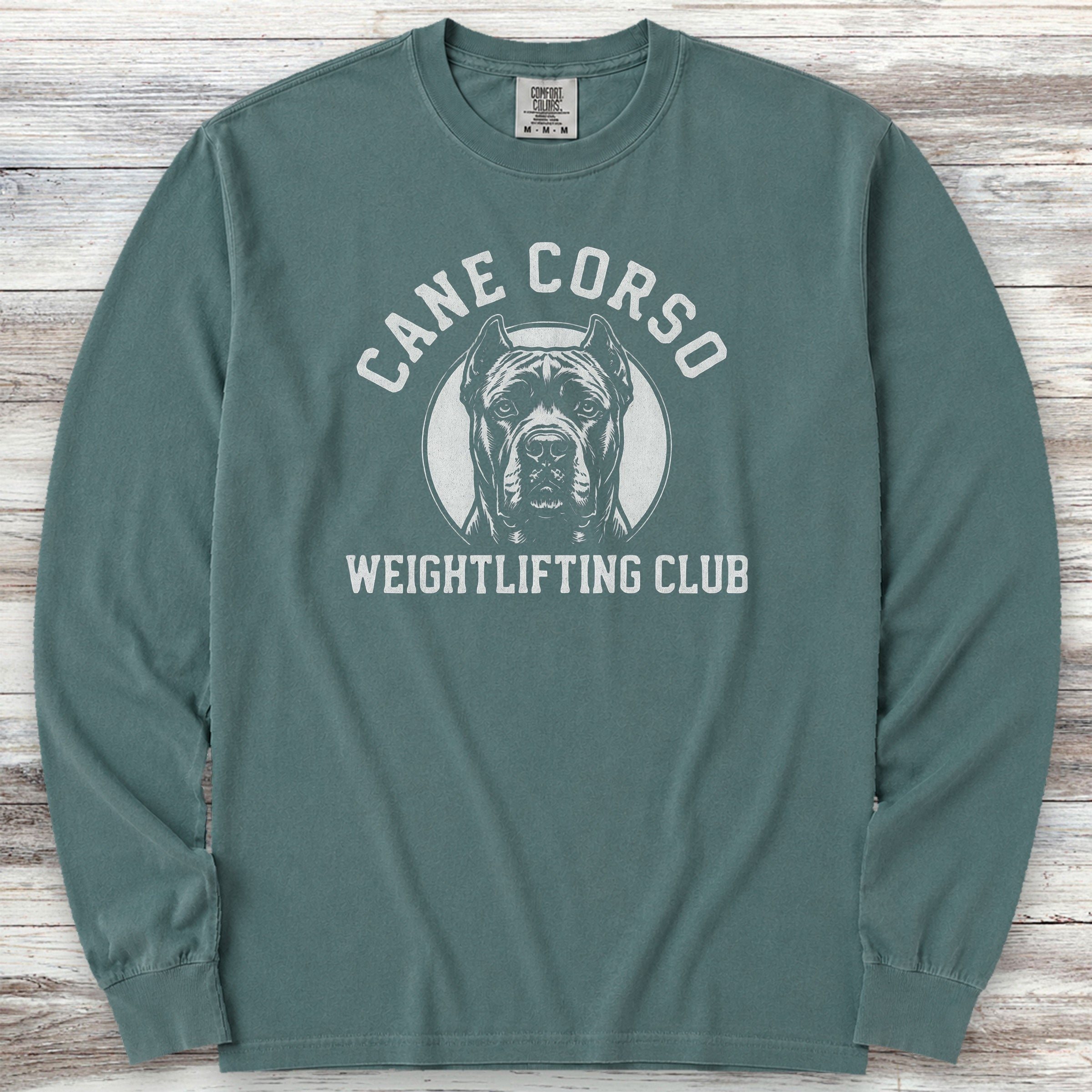 Cane Corso Weightlifting Long Sleeve Tee - Blue Spruce