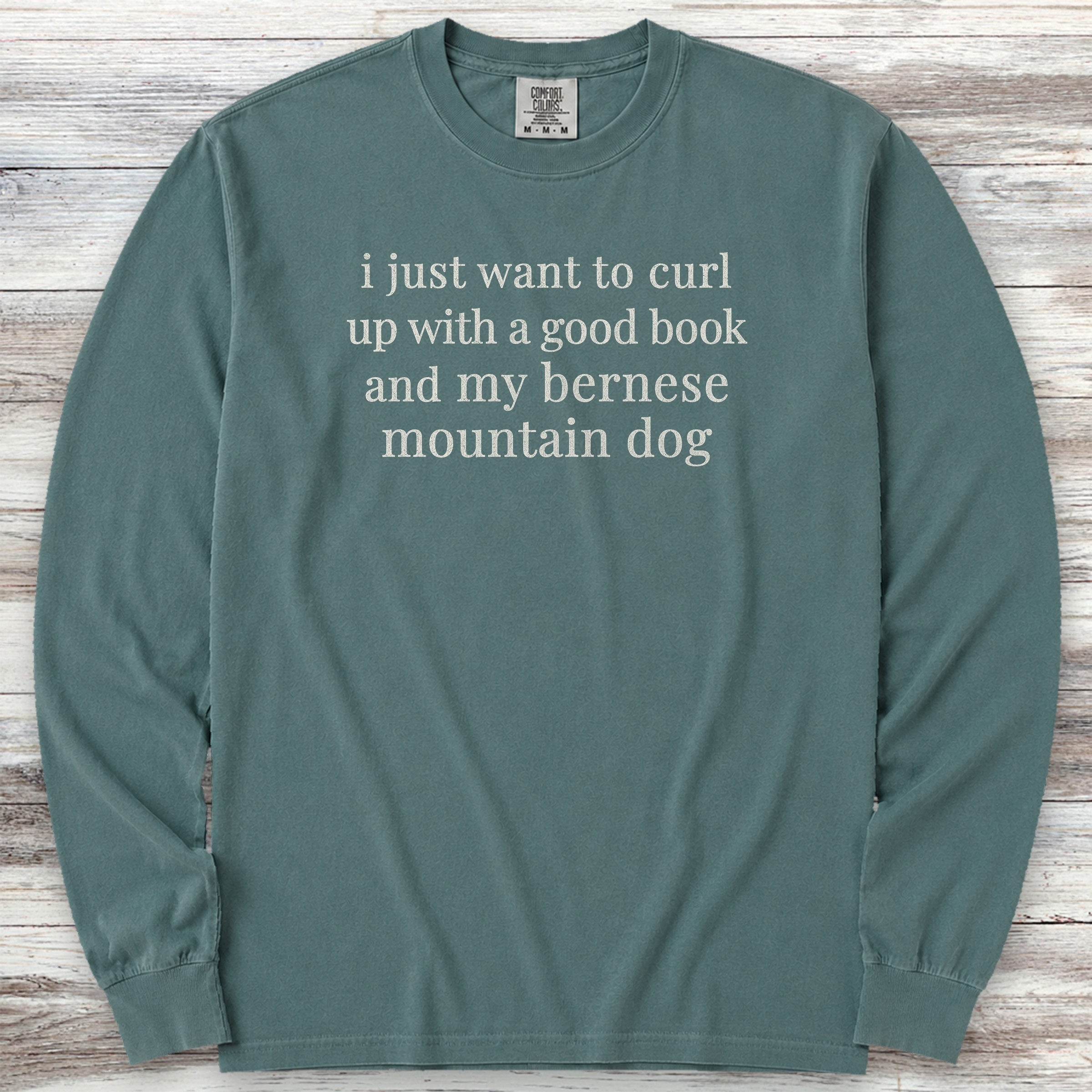 Bernese Mountain Dog Book Long Sleeve Tee - Blue Spruce
