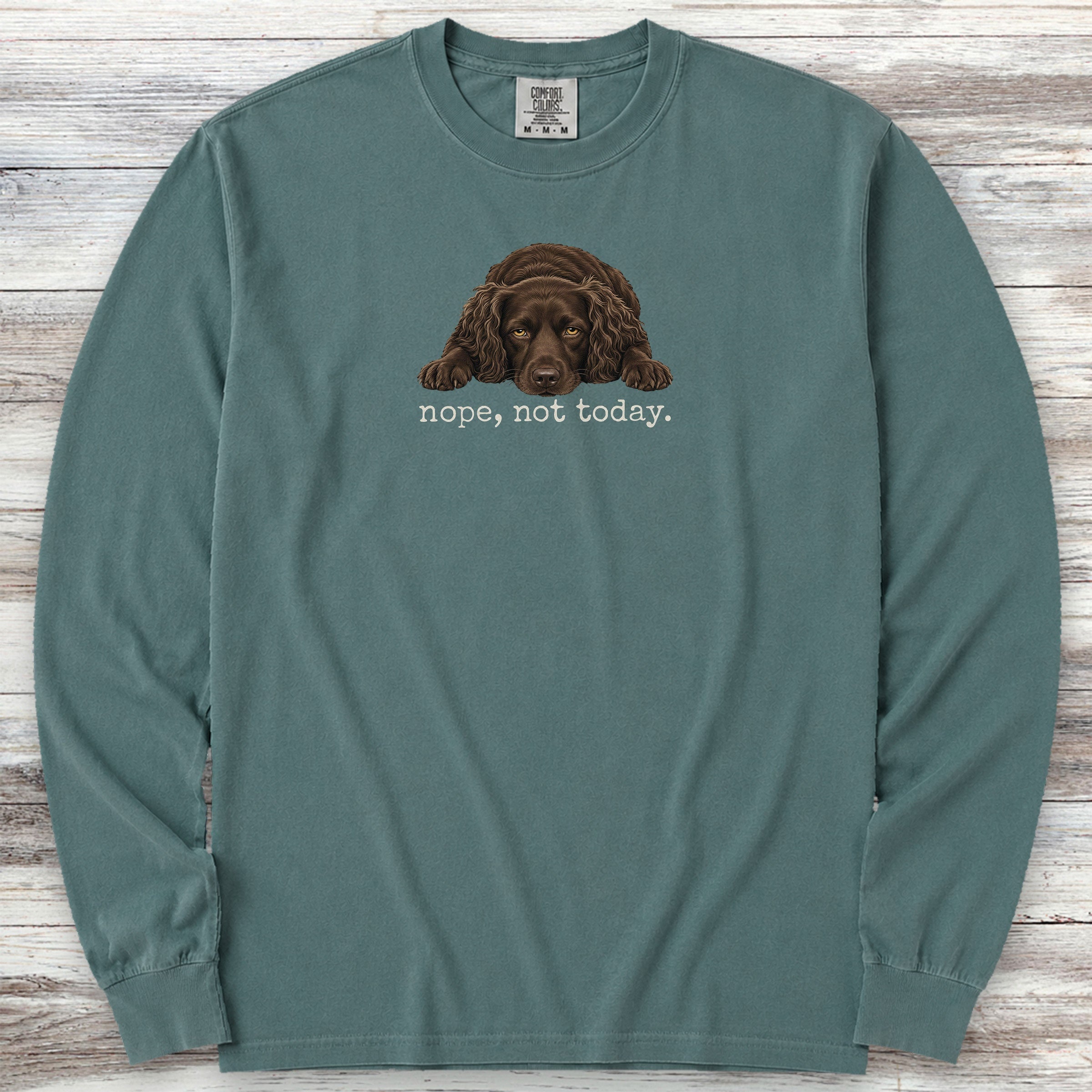 Boykin Spaniel Nope Long Sleeve Tee - Blue Spruce